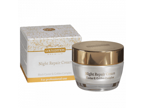 Cremă nocturnă regeneratoare, îmbogățită cu extract de icre negre și aur coloidal