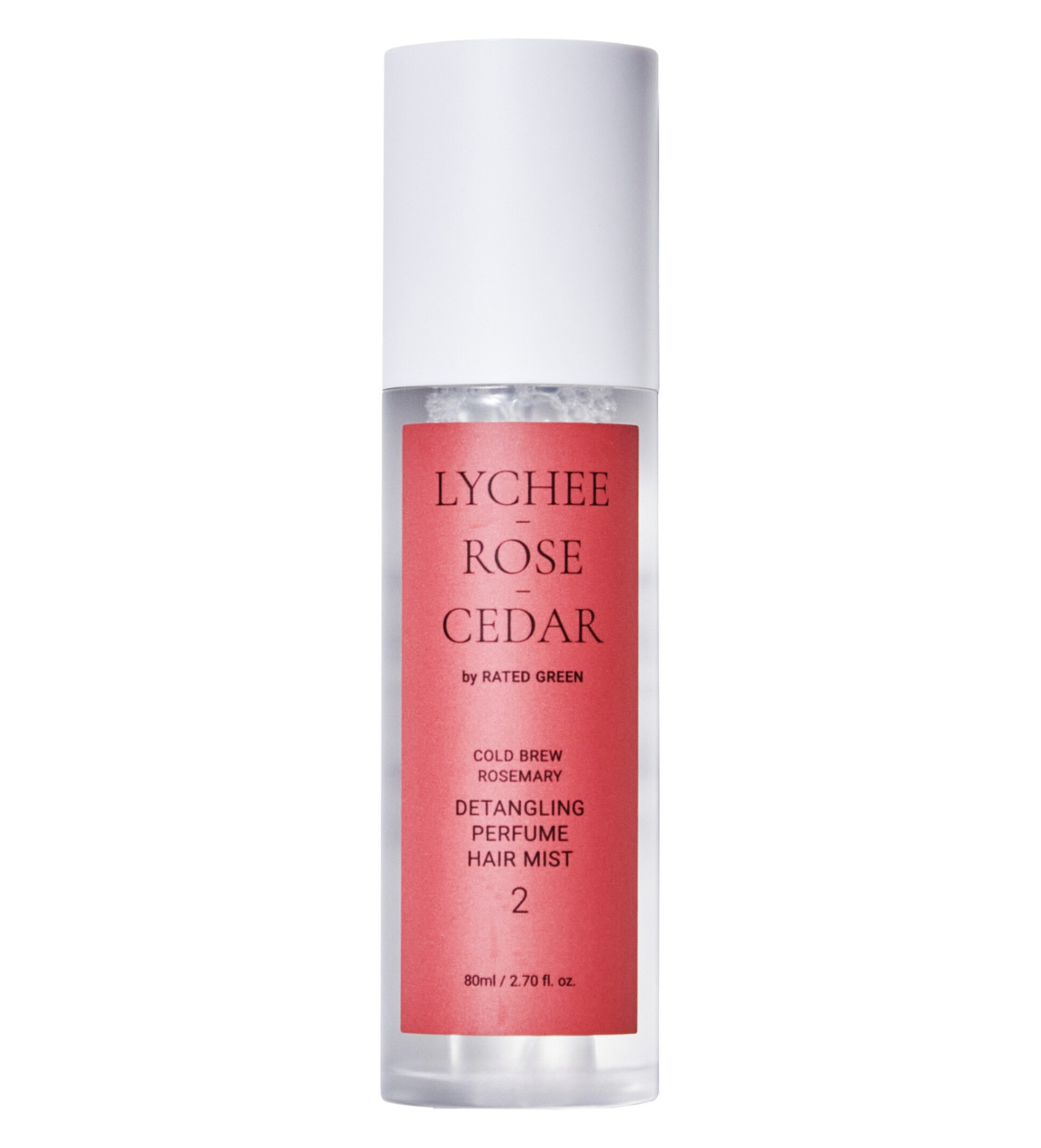 Rated Green Detangling Perfume Hair Mist Lychee, Trandafir, Cedru