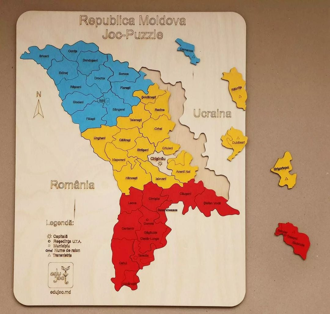 Puzzle Harta R. Moldova cu raioane