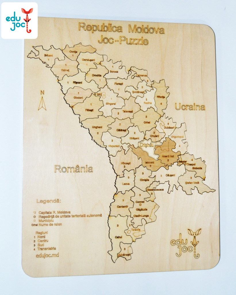 Puzzle Harta R. Moldova cu raioane natur