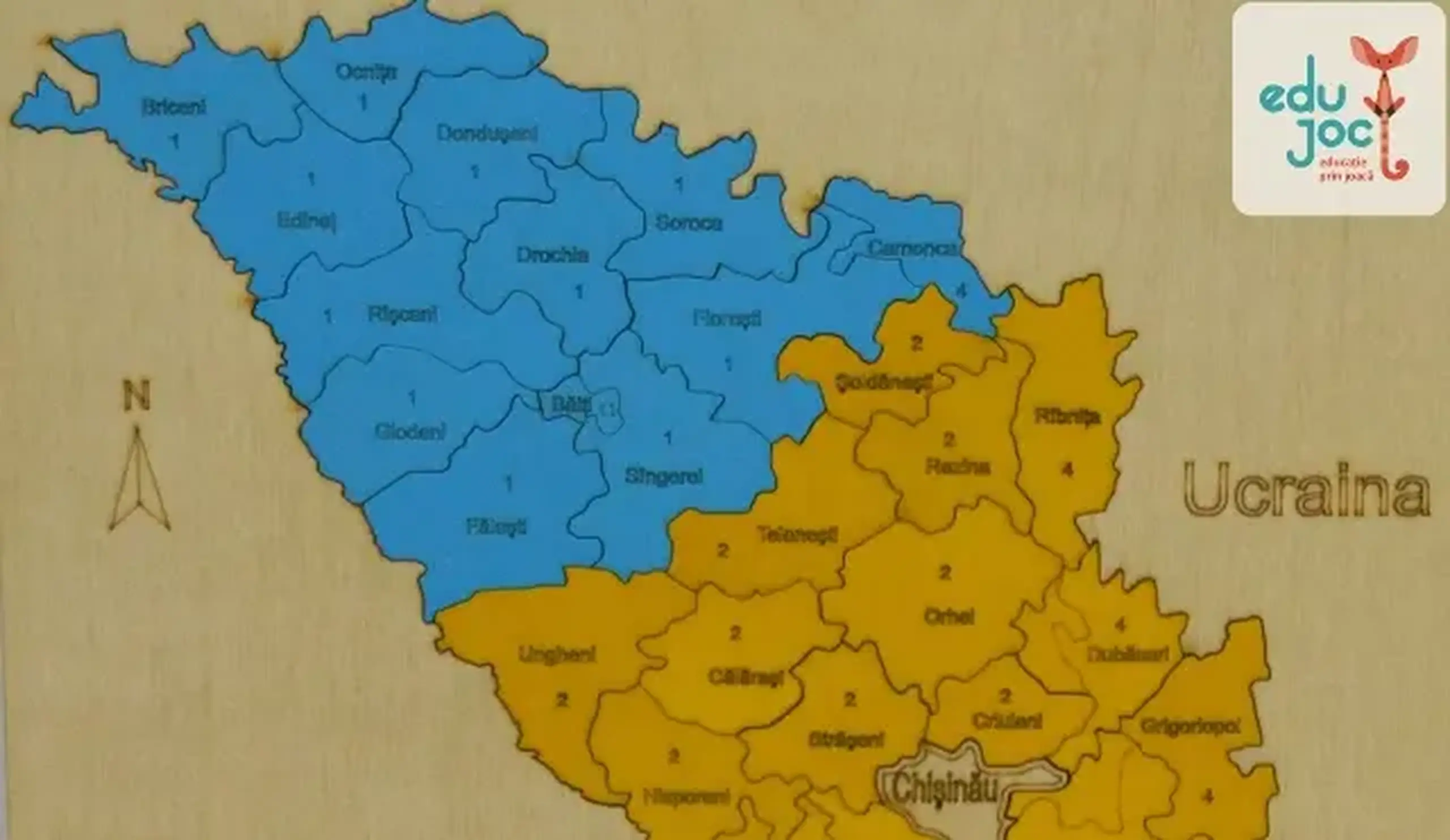 Puzzle Harta R. Moldova cu raioane