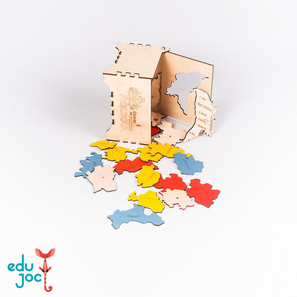 Puzzle Harta R. Moldova color cu magnet