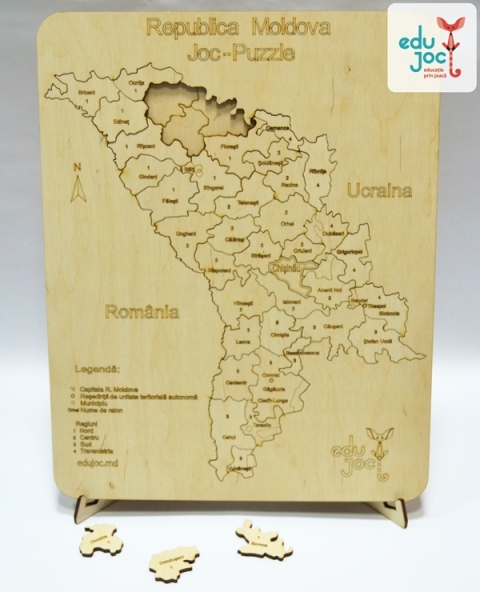 Puzzle Harta R. Moldova cu umbre natur