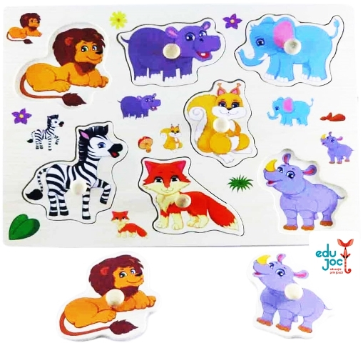 Puzzle incastru animale salbatice cu desen