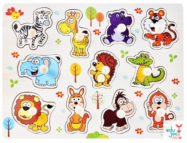 Puzzle incastru animale salbatice cu desen