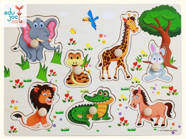 Puzzle incastru animale salbatice cu desen