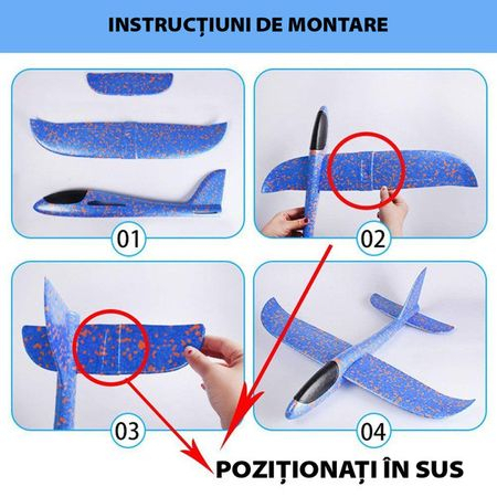 Avion planor din polistiren cu Led, 47 cm