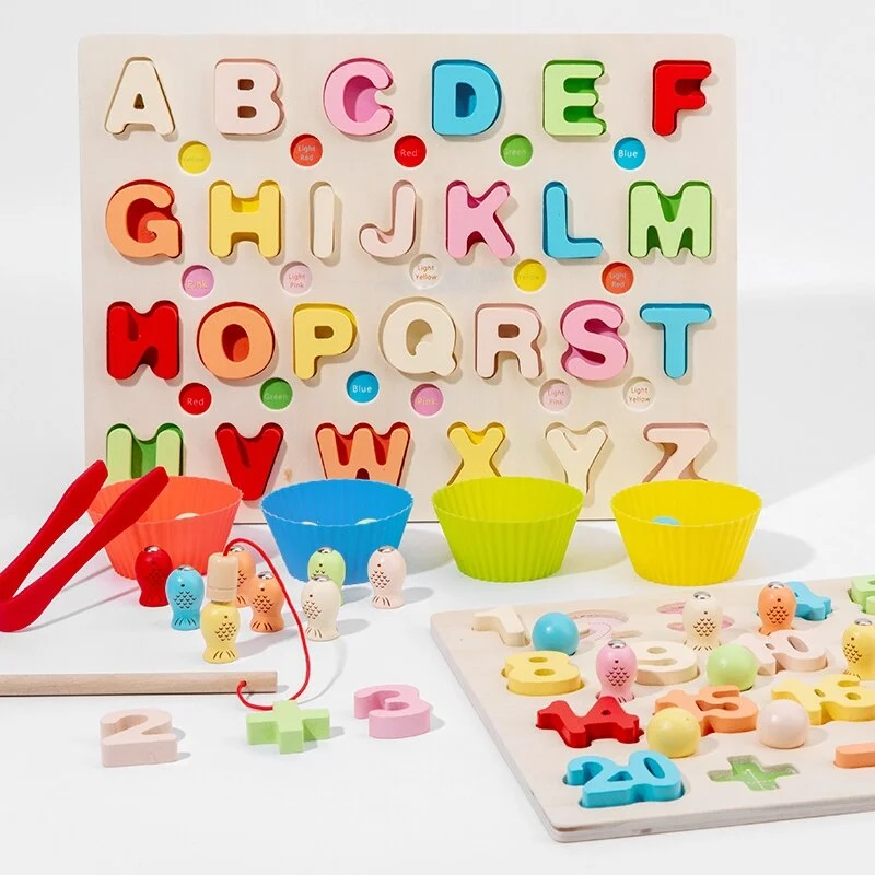 Joc Montessori 3 în 1 Litere sau Cifre