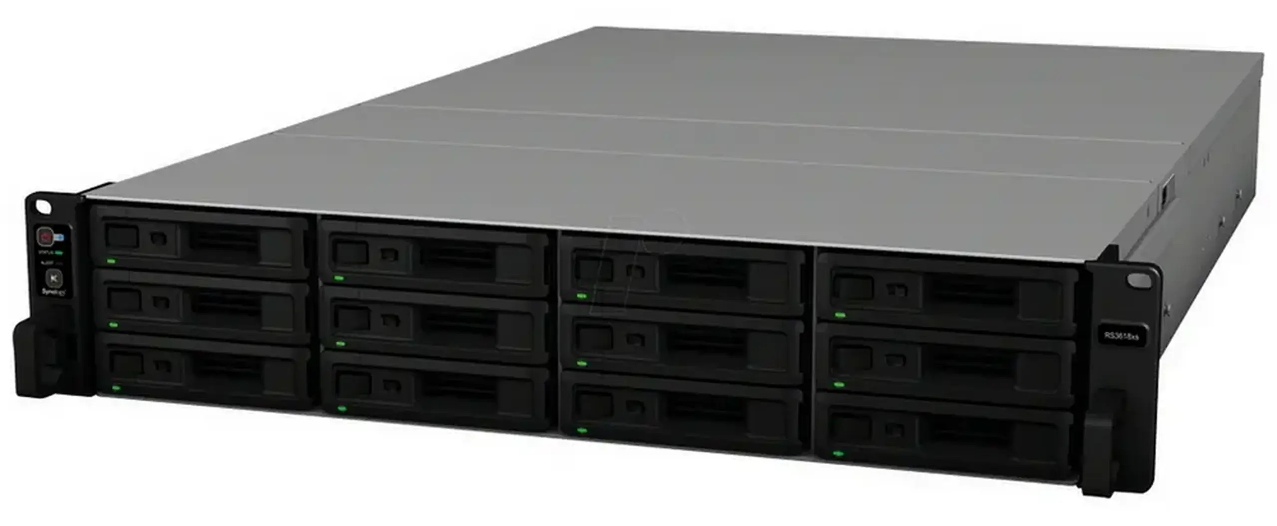 SYNOLOGY „RS3618xs”, 12 locații, 4 nuclee Intel Xeon 2,4 - 2,7 Ghz, 8 Gb*1+3 sloturi, 4x1GbE, 2xPCIe