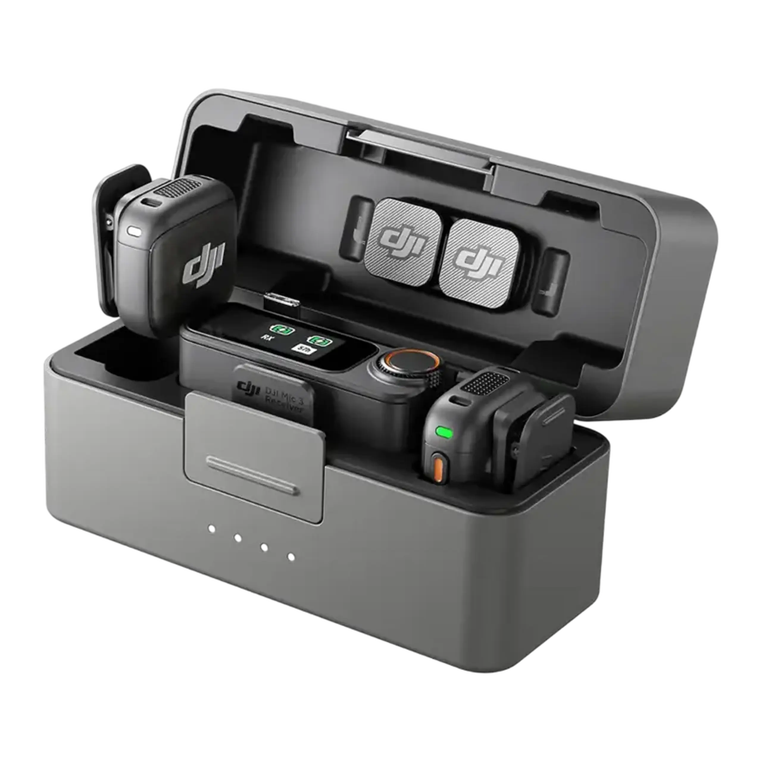 Microfon portabil pentru înregistrare vocală DJI Mic 3 (2 TX + 1 RX + Charging Case), Fără fir, Negru