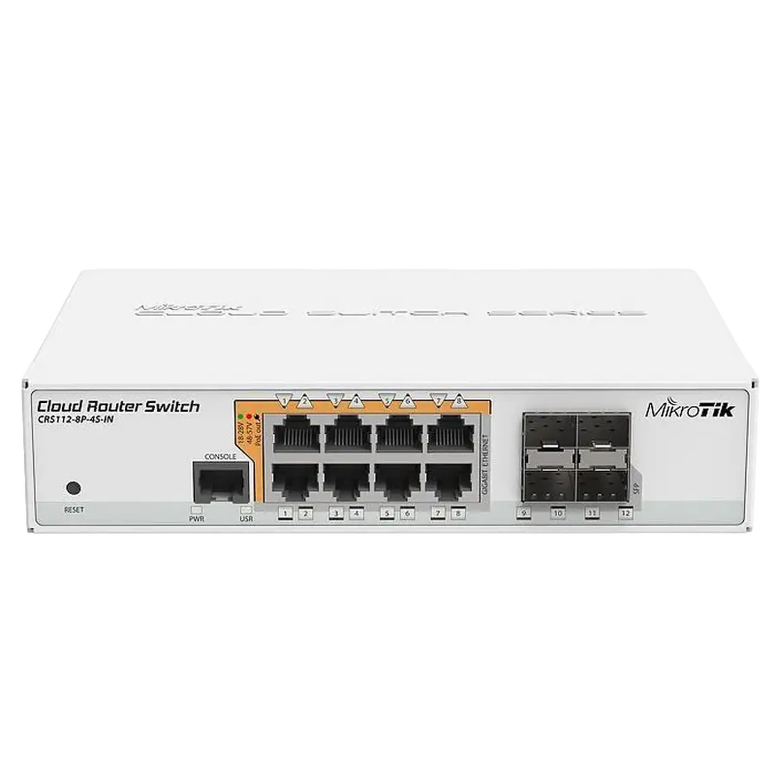Comutator Router MikroTik CRS112-8P-4S-IN, Alb