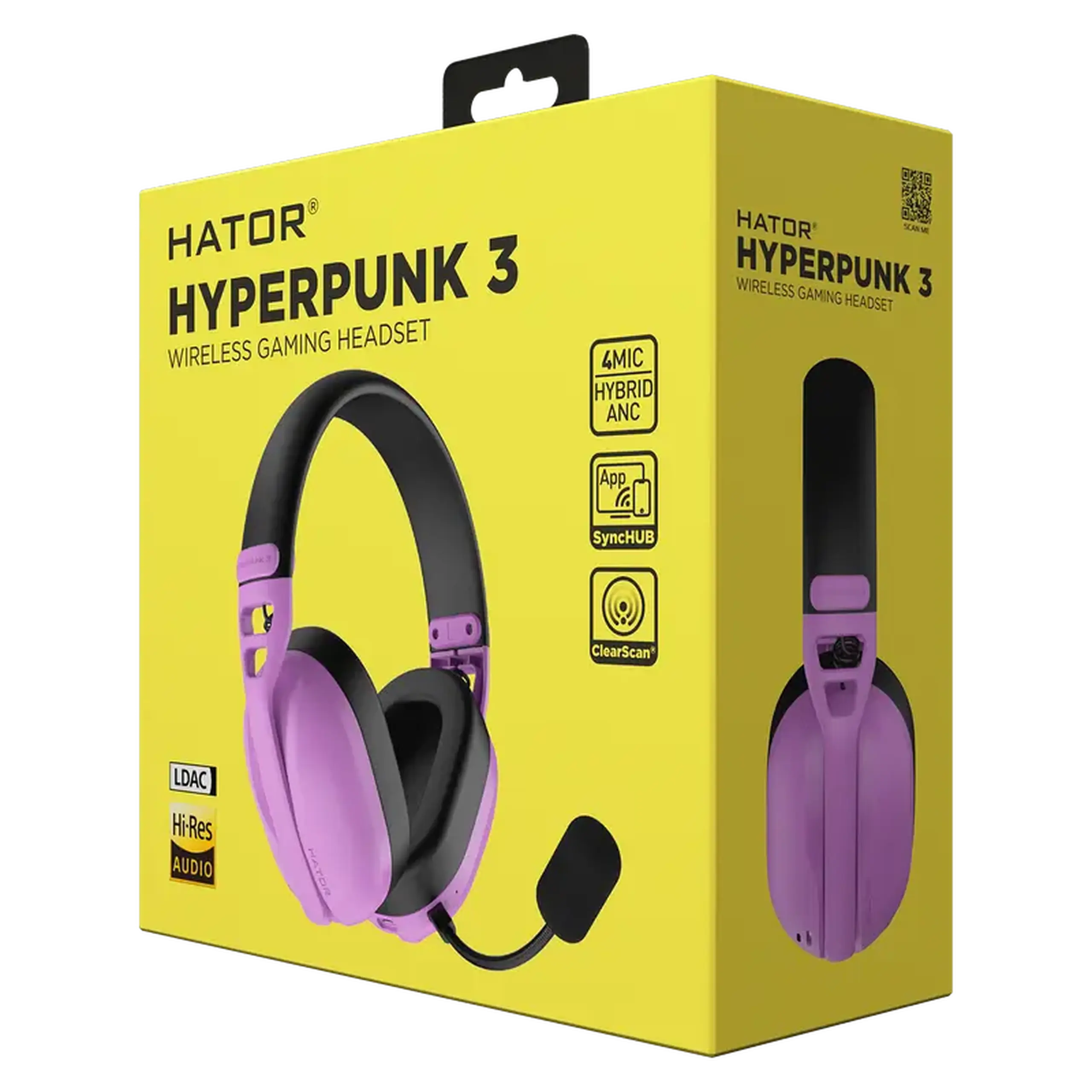 Căști gaming HATOR Hyperpunk 3, Fără fir, Cyber Violet