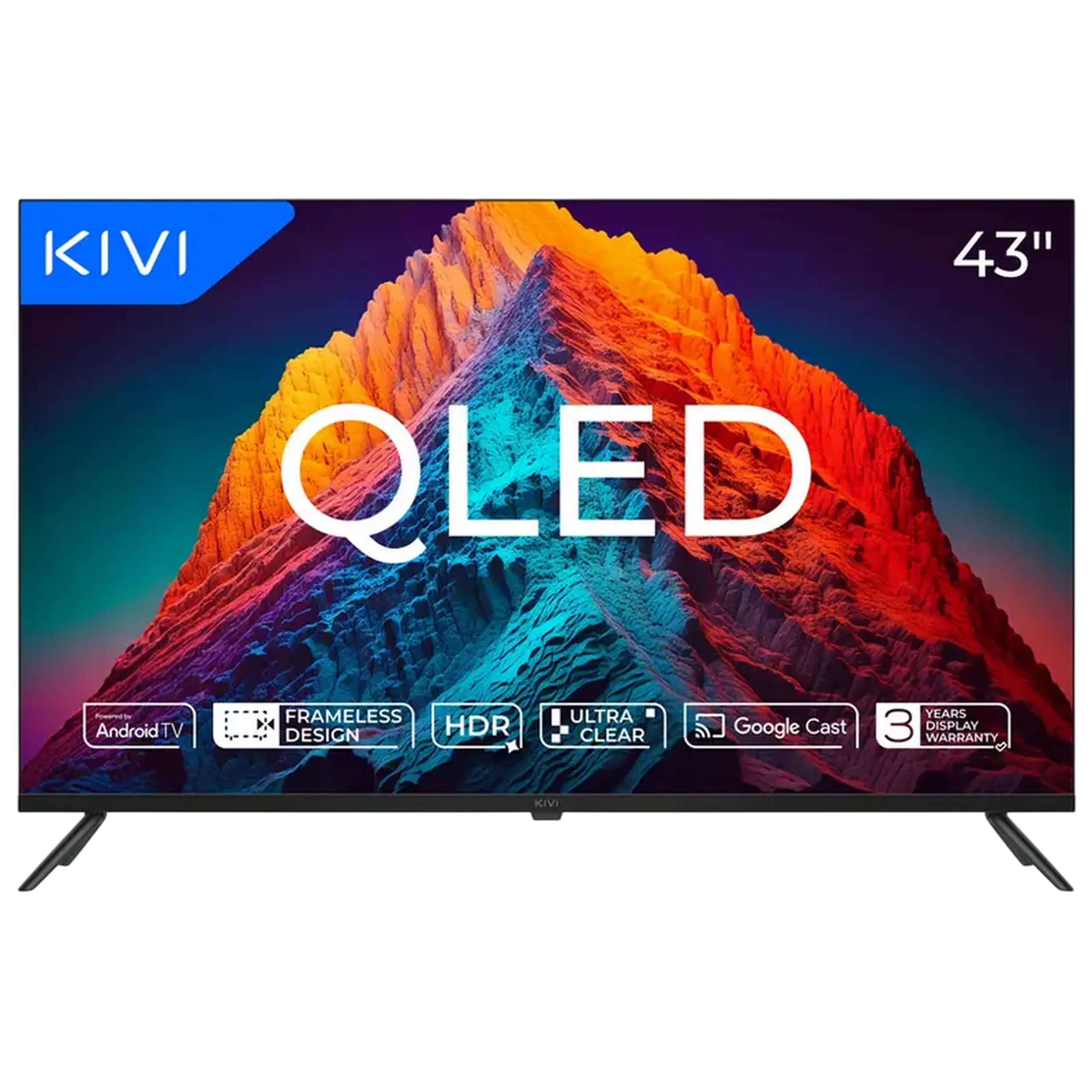 43" QLED SMART TV KIVI 43U770QB, 3840x2160 4K UHD, Android TV, Negru