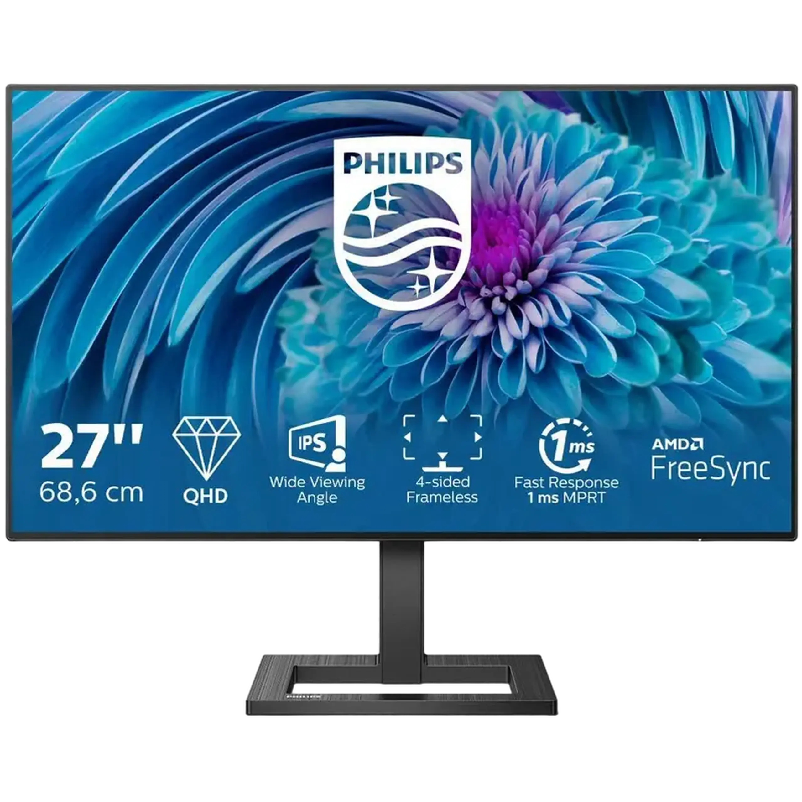 27" Monitor PHILIPS 275E2FAE, IPS 2560x1440 WQHD, Negru