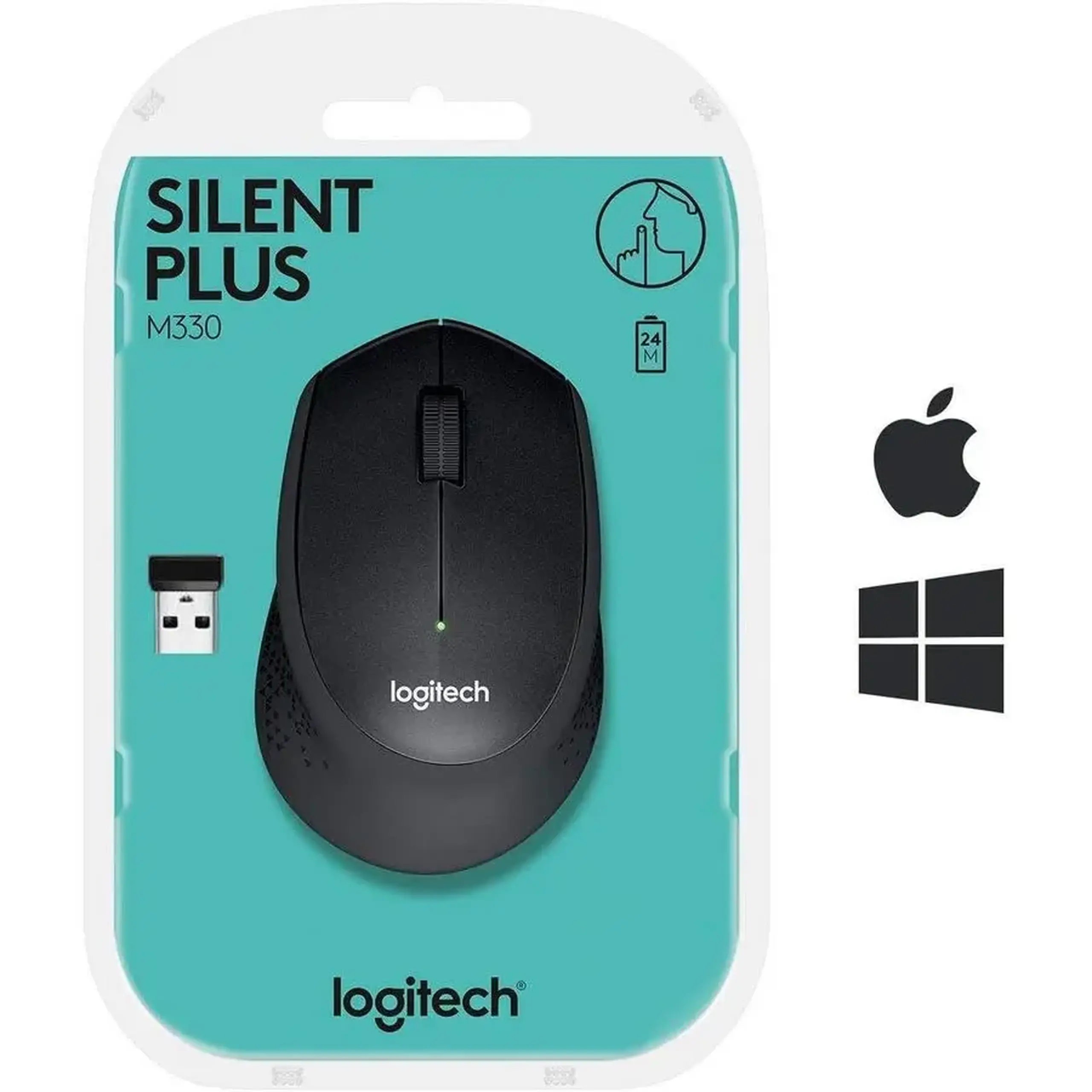 Mouse fără fir Logitech M330 Silent Plus, 1000 dpi, 3 butoane ...