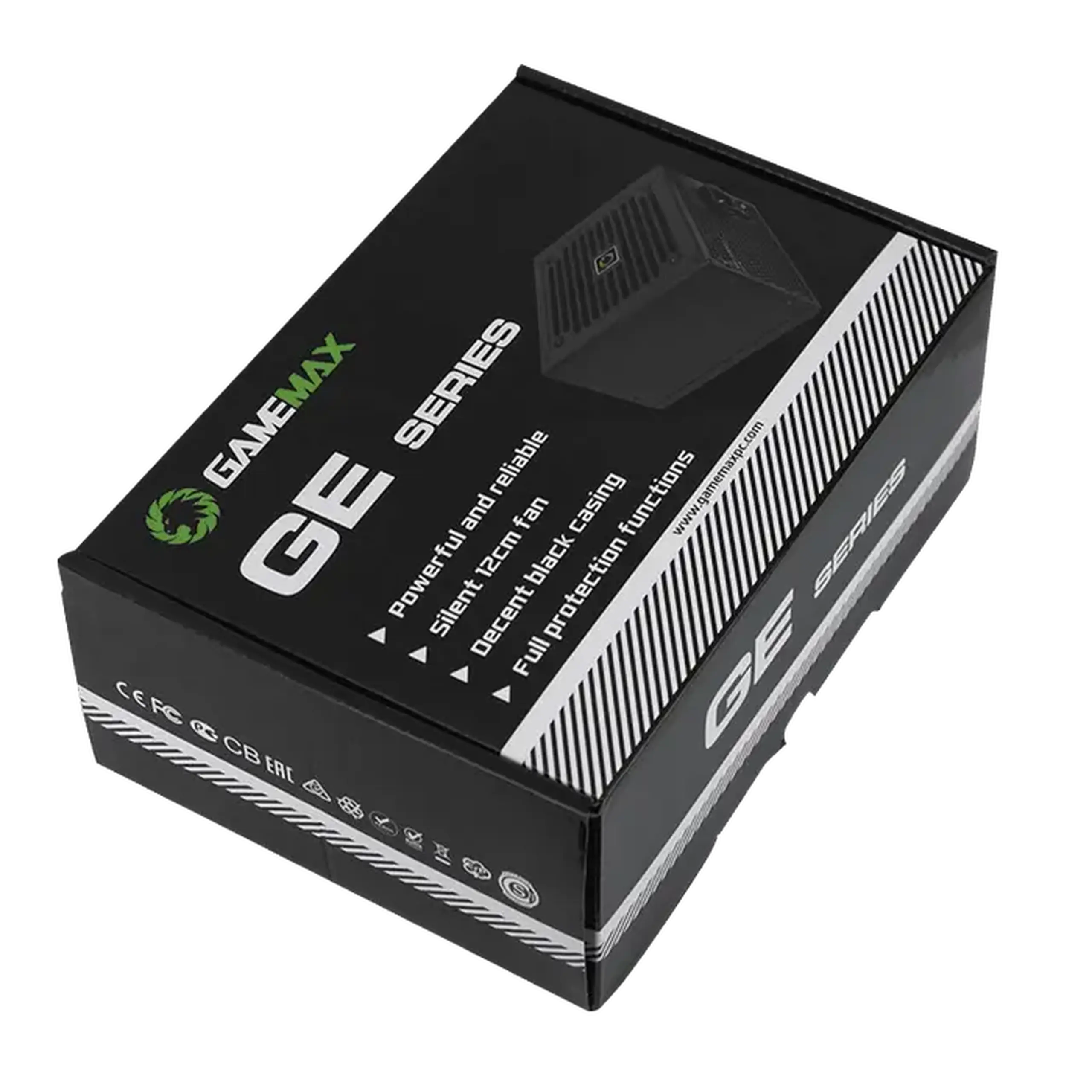 Sursă de alimentare ATX 700W GAMEMAX GE - 700, 80+, 120 mm, PFC activ, ventilator de control al temperaturii, negru