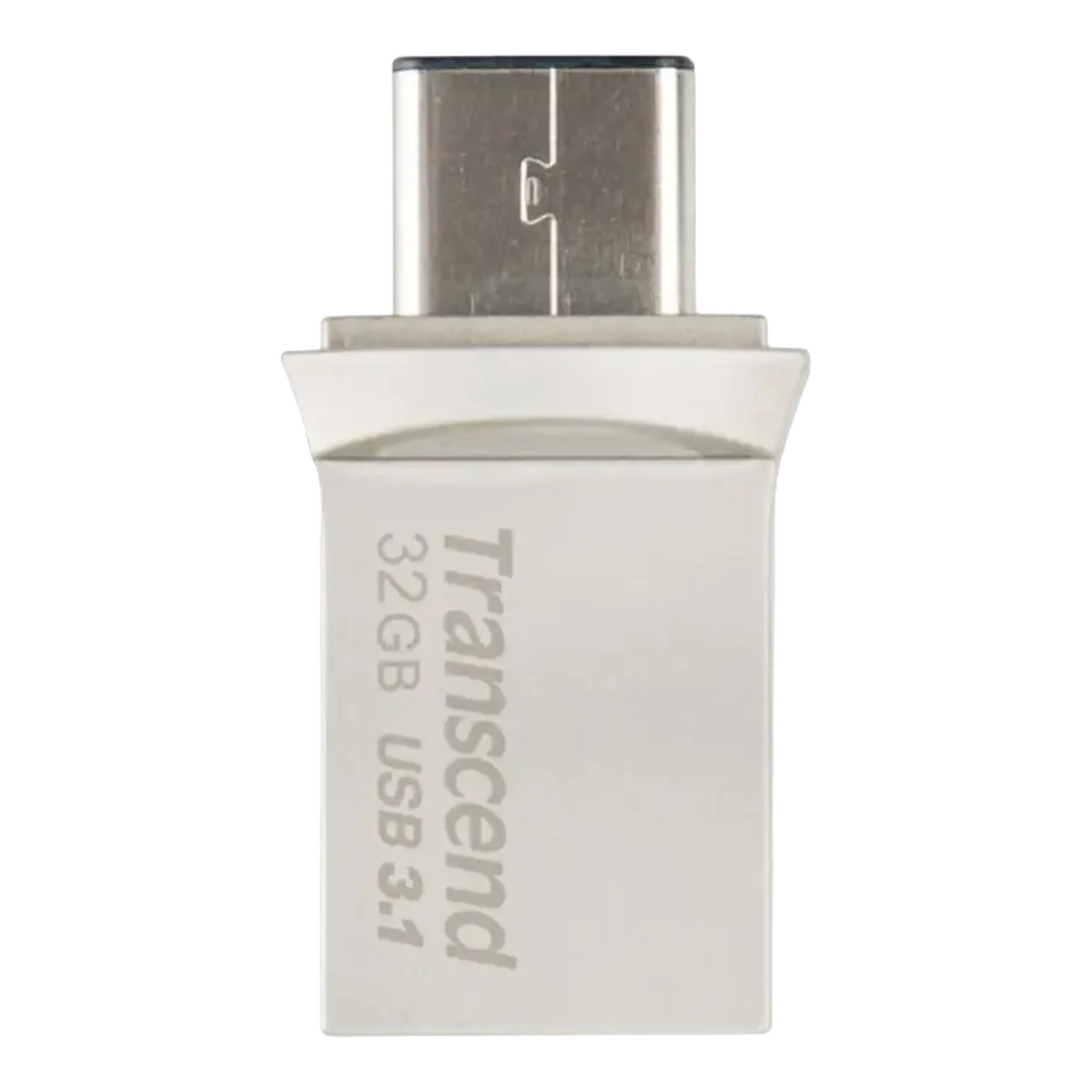 Unitate Flash USB3.1/Type - C de 32 GB Transcend „JetFlash 890”, argintiu, carcasă metalică, OTG (R/W:90/25MB/s)