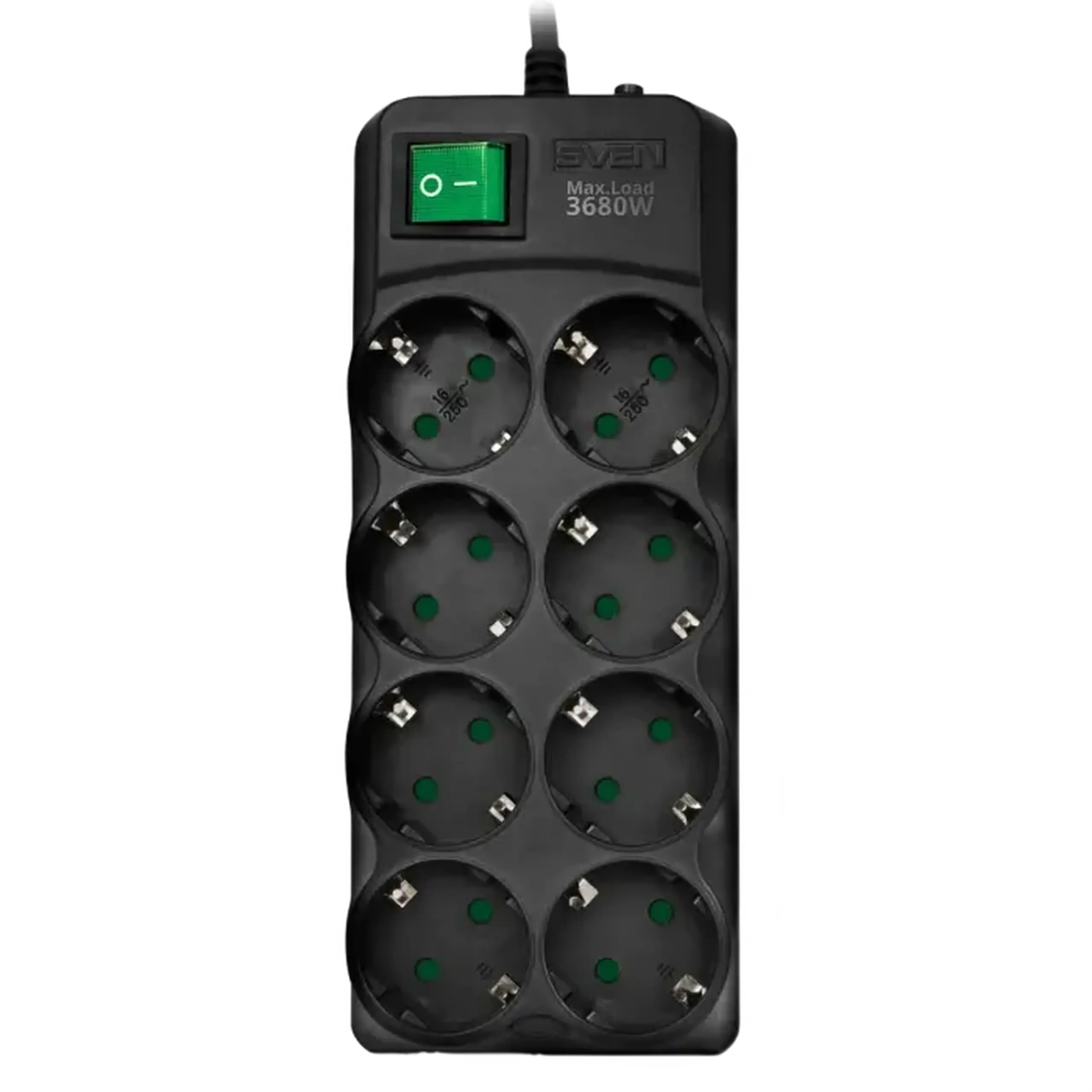 Prelungitor electric SVEN SV-021603, 8 Prize, 1,8m, Negru