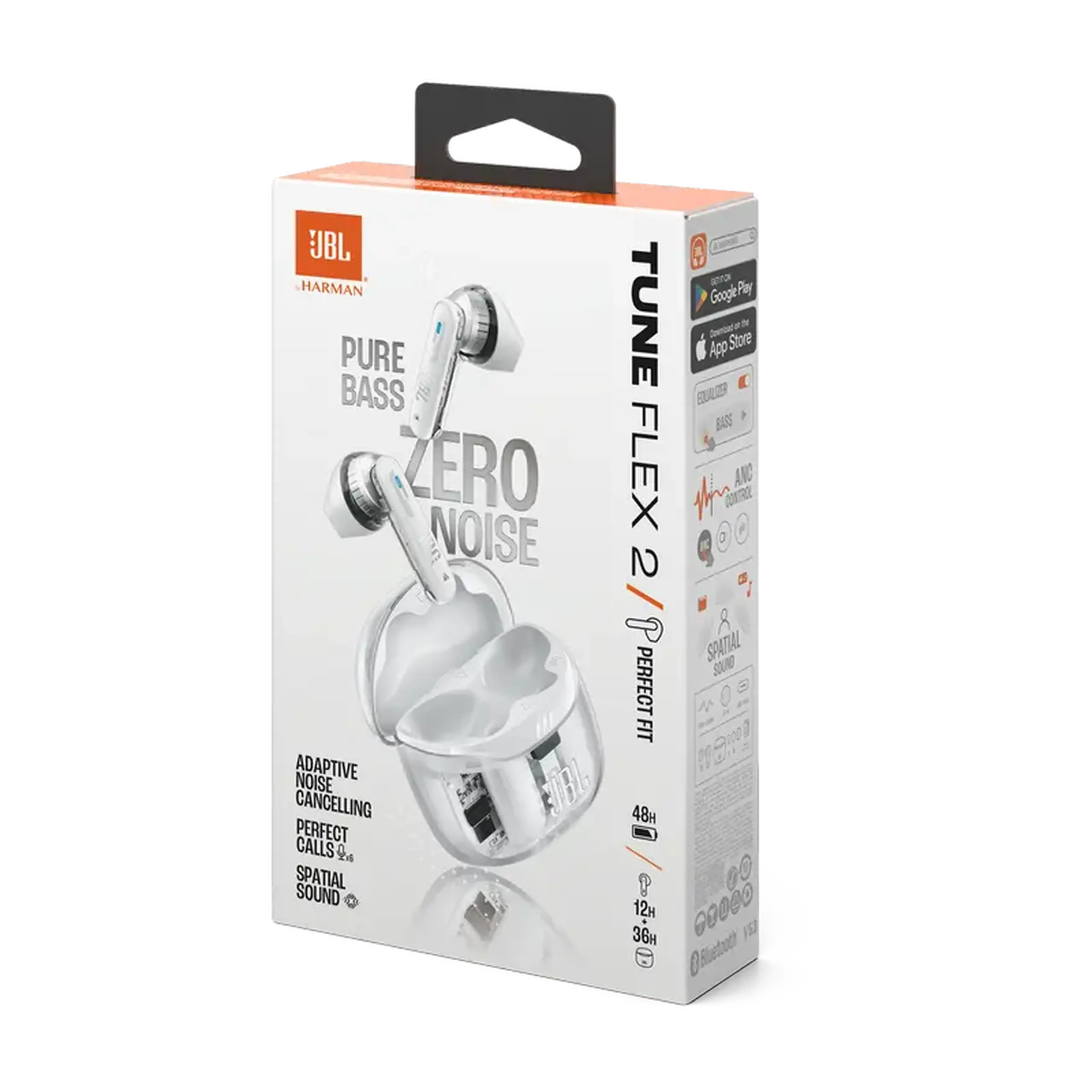 True Wireless JBL Tune Flex 2 Ghost White, căști TWS