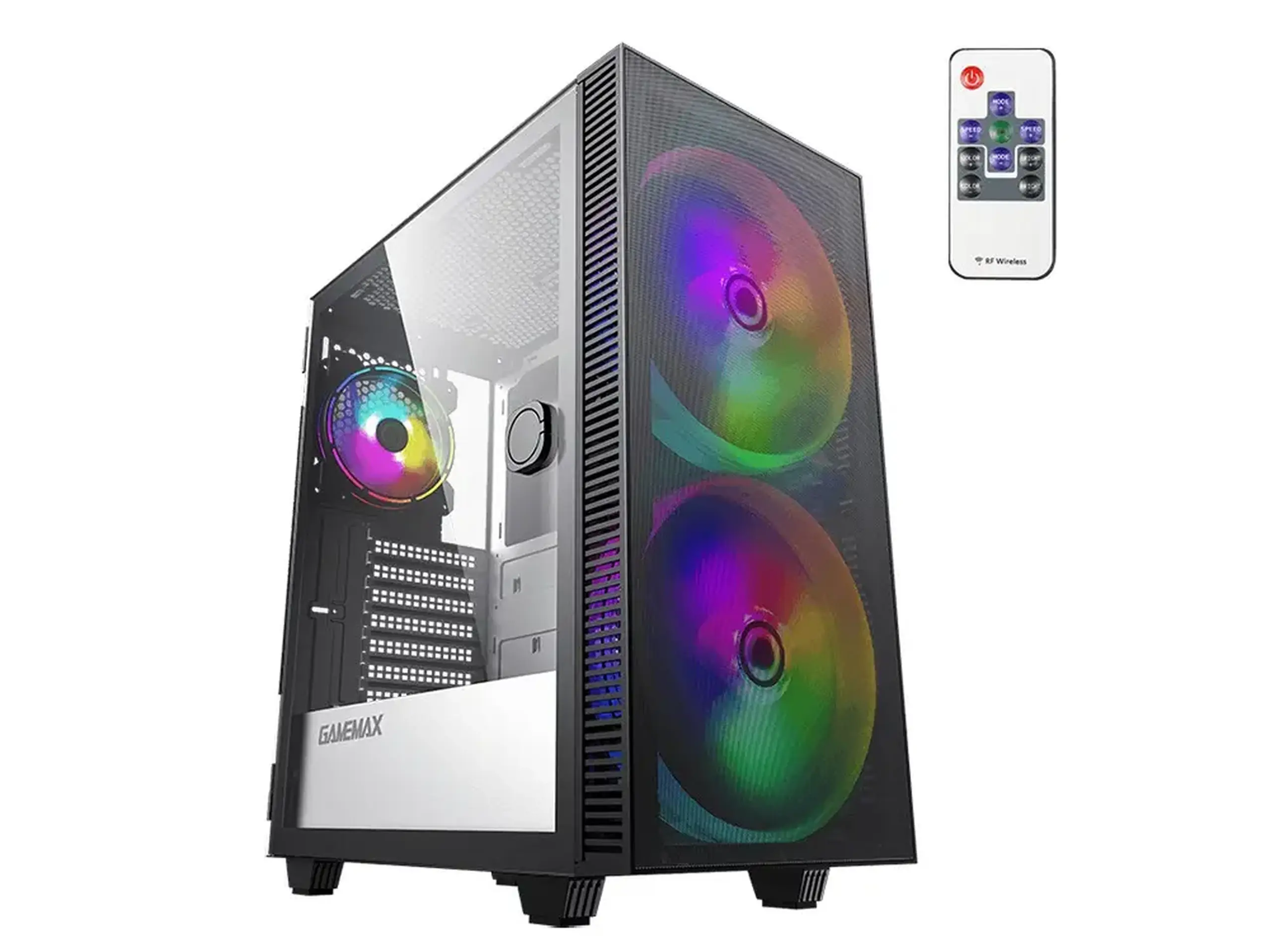Carcasă ATX GAMEMAX Aero, fără PSU, ventilatoare ARGB de 0,5 mm, 2 x 200 mm și 1 x 120 mm, Hub ARGB+PWM, plasă frontală, TG, DF