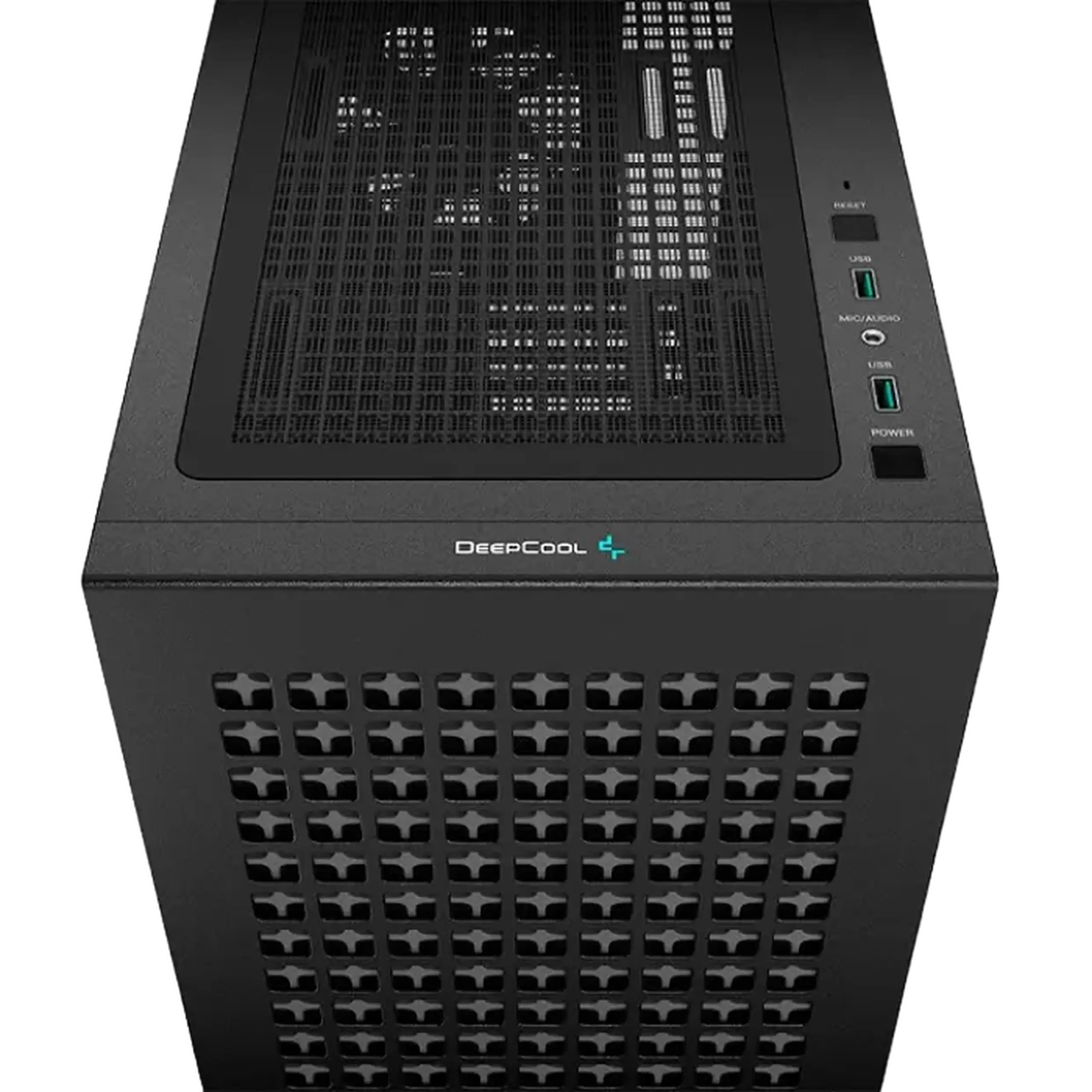 Carcasă mATX Deepcool CH370, fără PSU, 1x120mm, 2xUSB3.0, plasă frontală, sticlă temperată, VGA și suport pentru căști