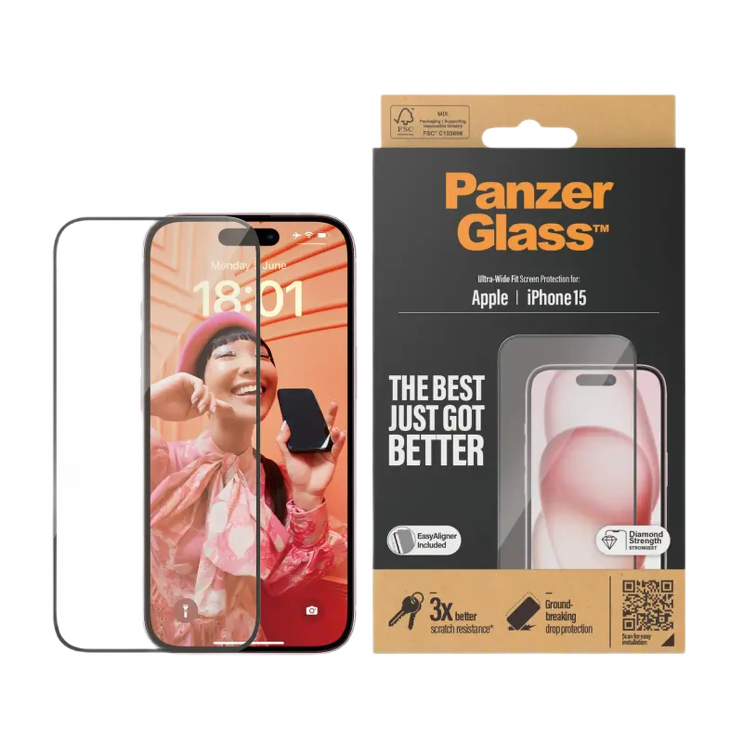 Sticlă de protecție PanzerGlass iPhone 15 UWF wA, Transparent