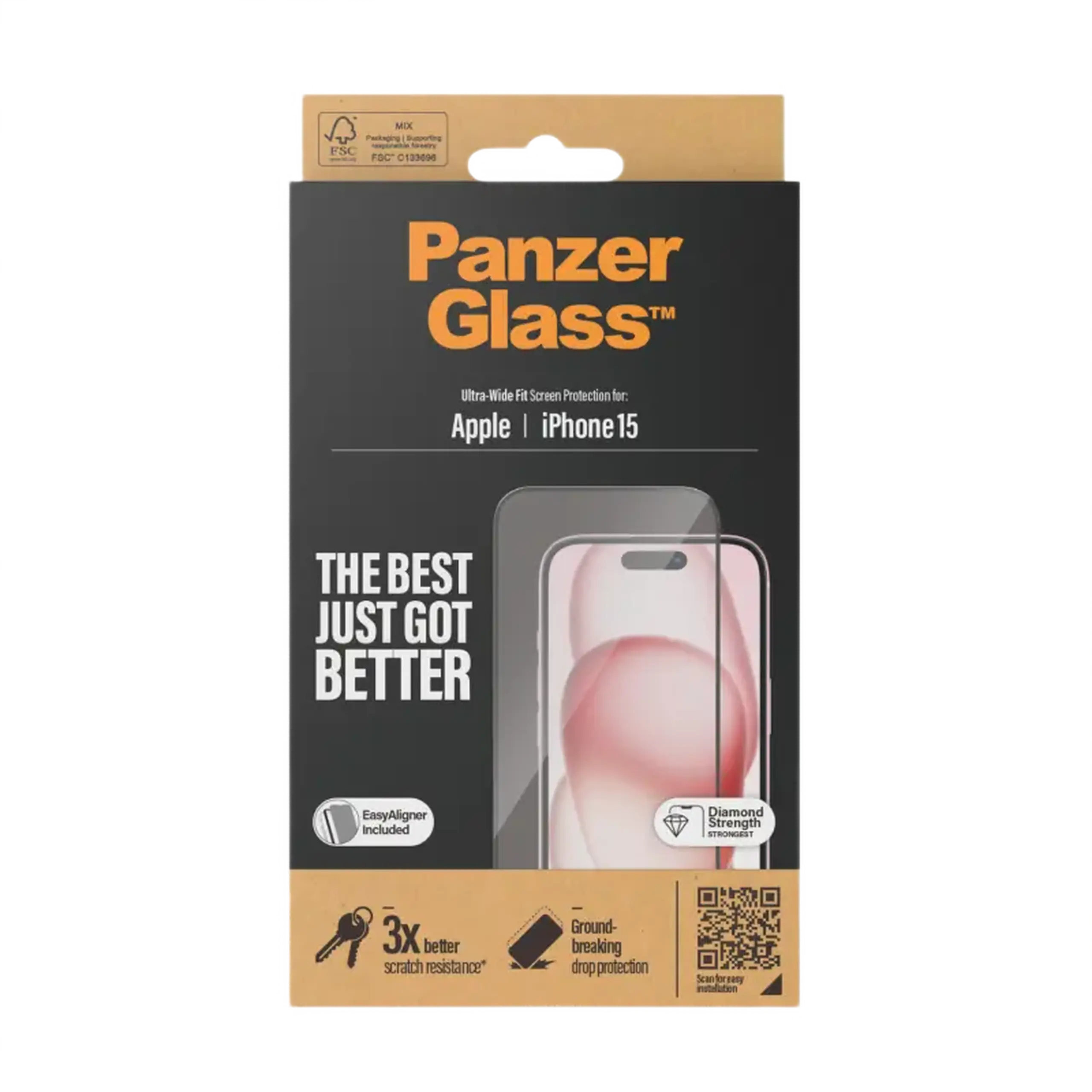 Sticlă de protecție PanzerGlass iPhone 15 UWF wA, Transparent