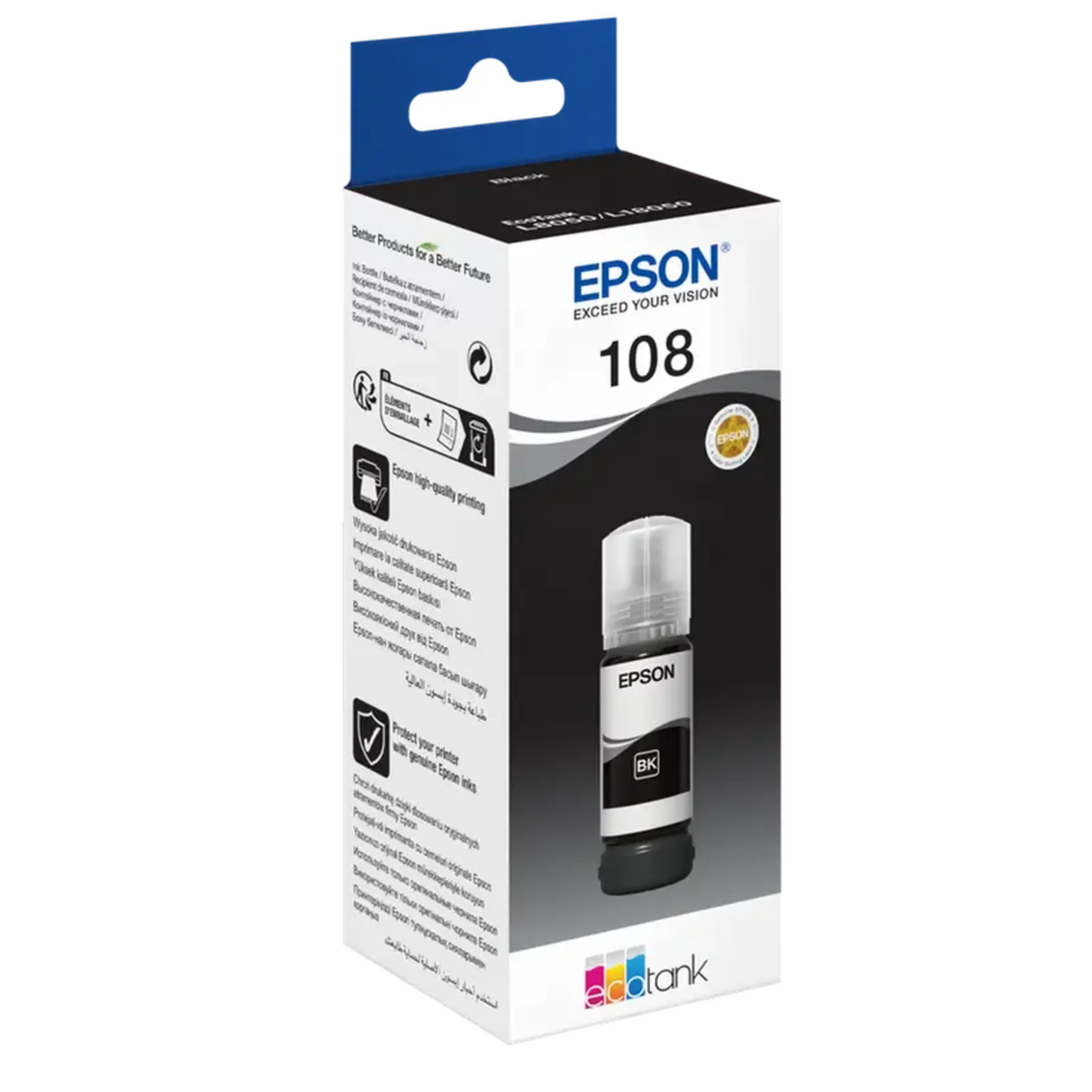 Cerneală Epson C13T09C14A, 108 EcoTank Sticla de cerneală neagră