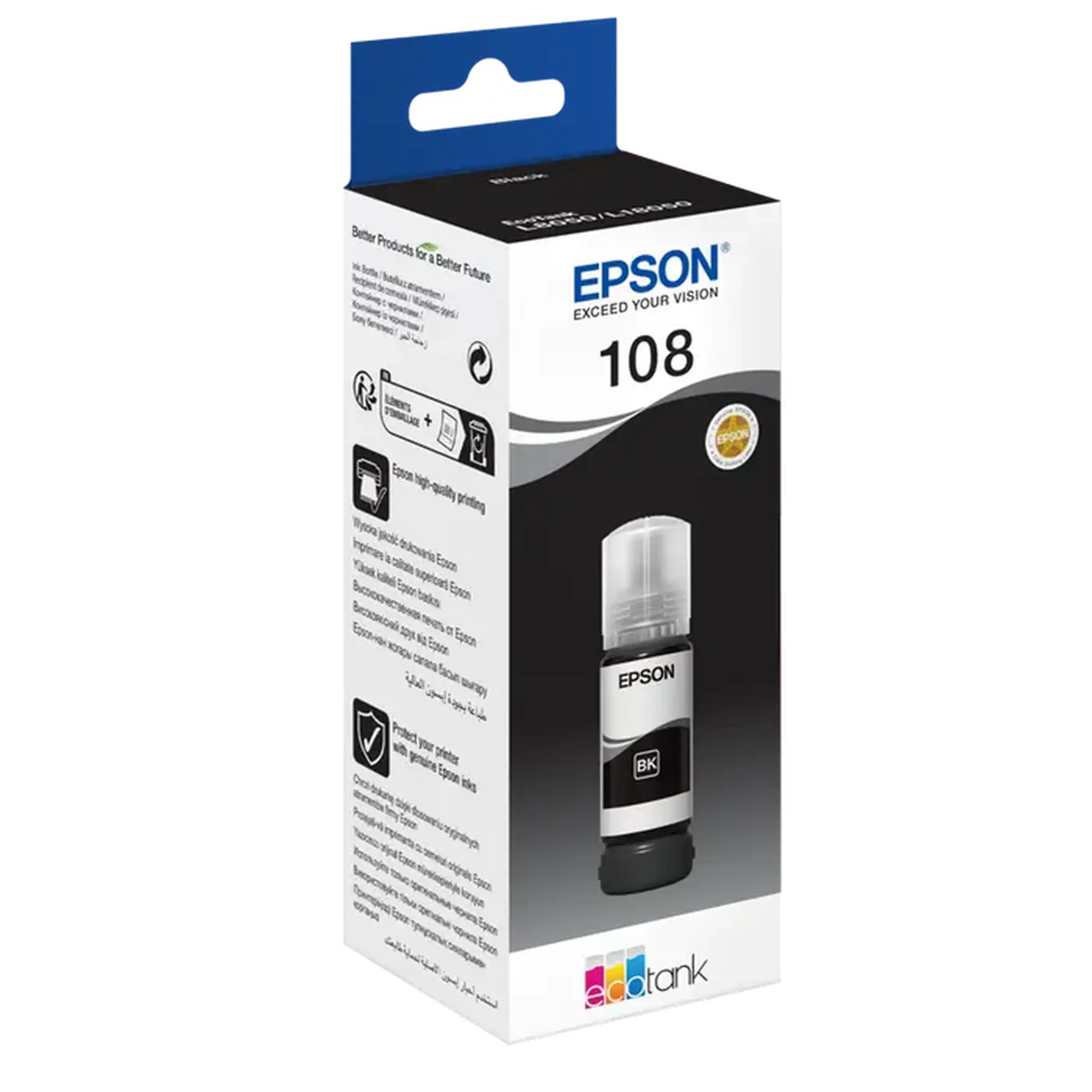 Cerneală Epson C13T09C14A, 108 EcoTank Sticla de cerneală neagră