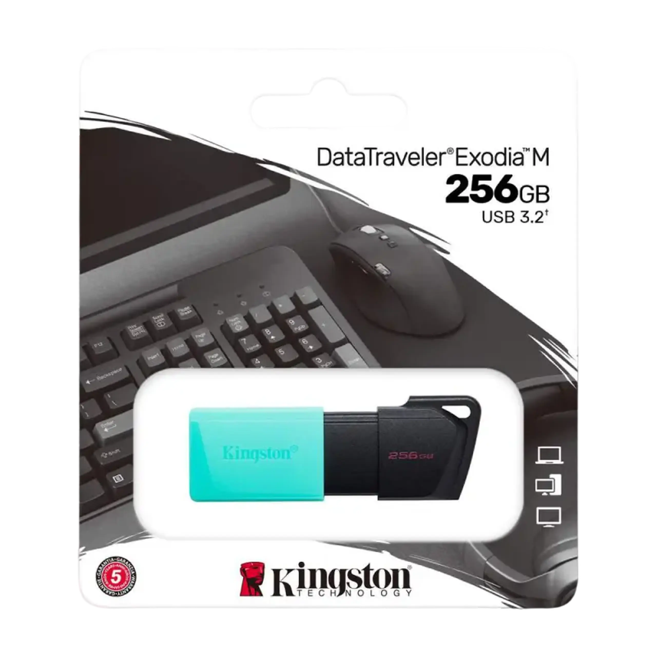Unitate Flash USB3.2 de 256 GB Kingston DataTraveler Exodia M (DTXM/256 GB), negru - albastru, Plastic, capac glisor