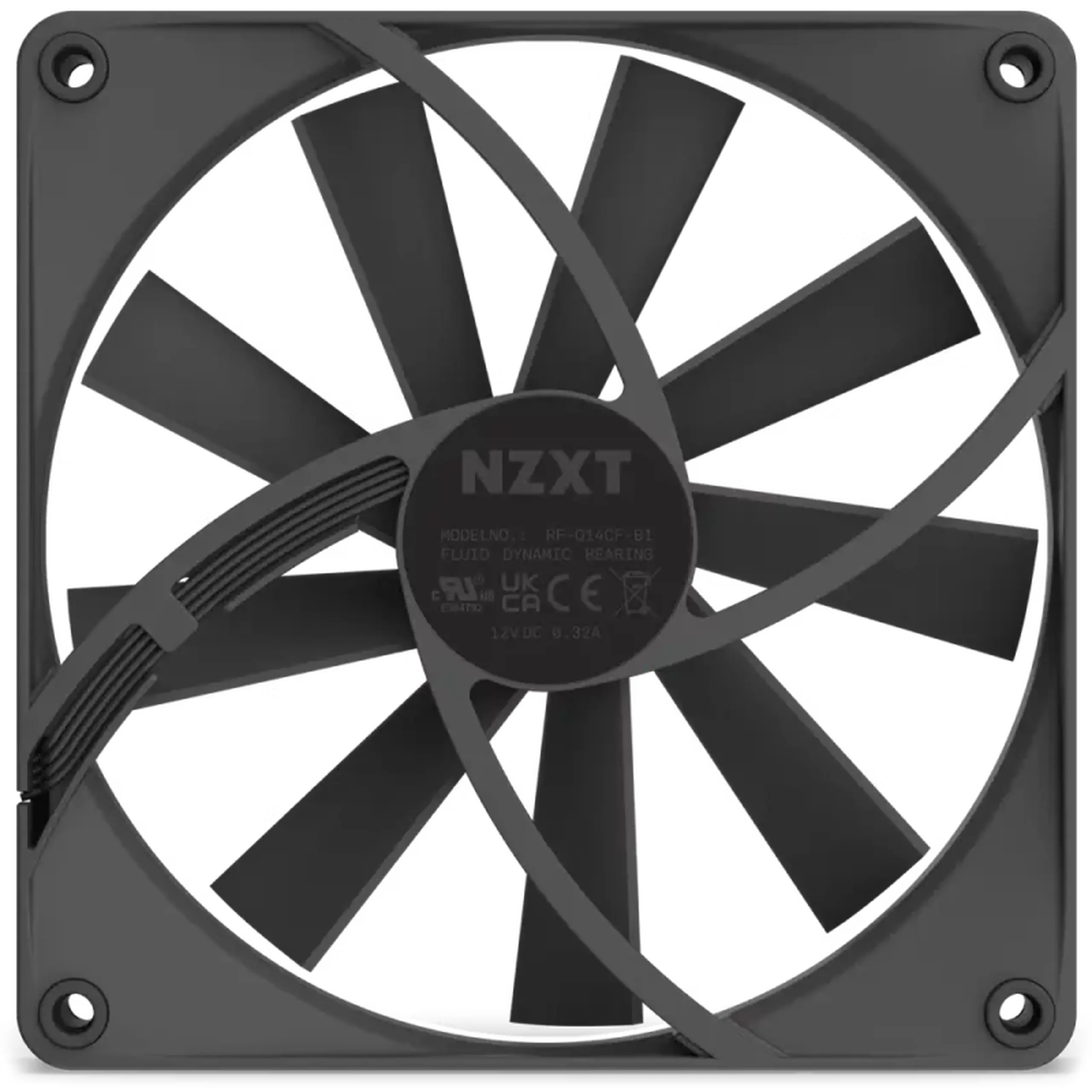 Ventilator carcasa PC NZXT F140Q, 140x140x26mm, 18.7 - 23dB, 42.92 - 101CFM, 500 - 1200RPM, FDB, 4 pini, negru