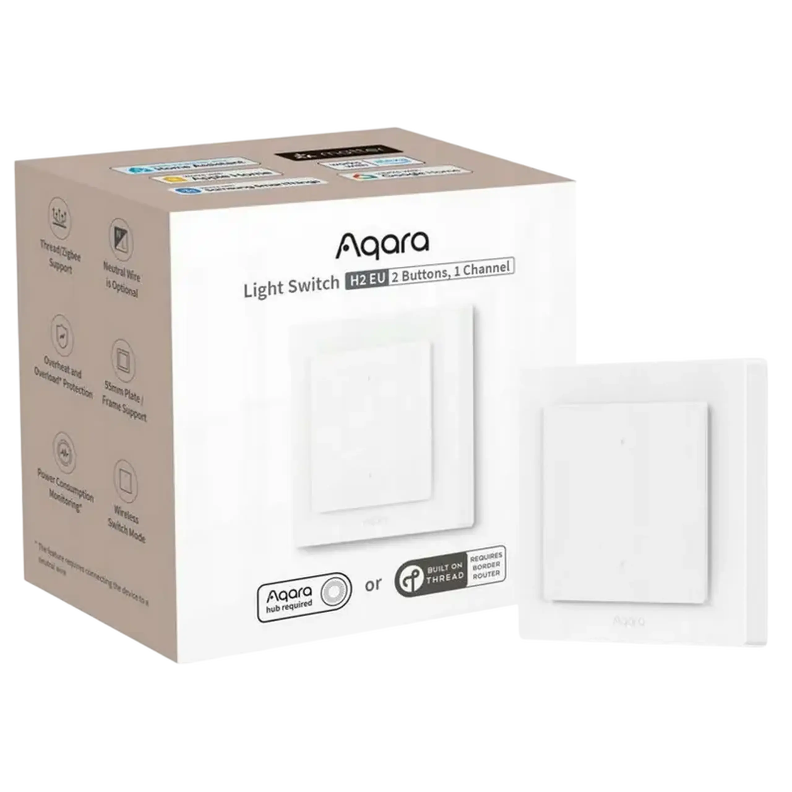 Comutator inteligent AQARA Light Switch H2, Alb