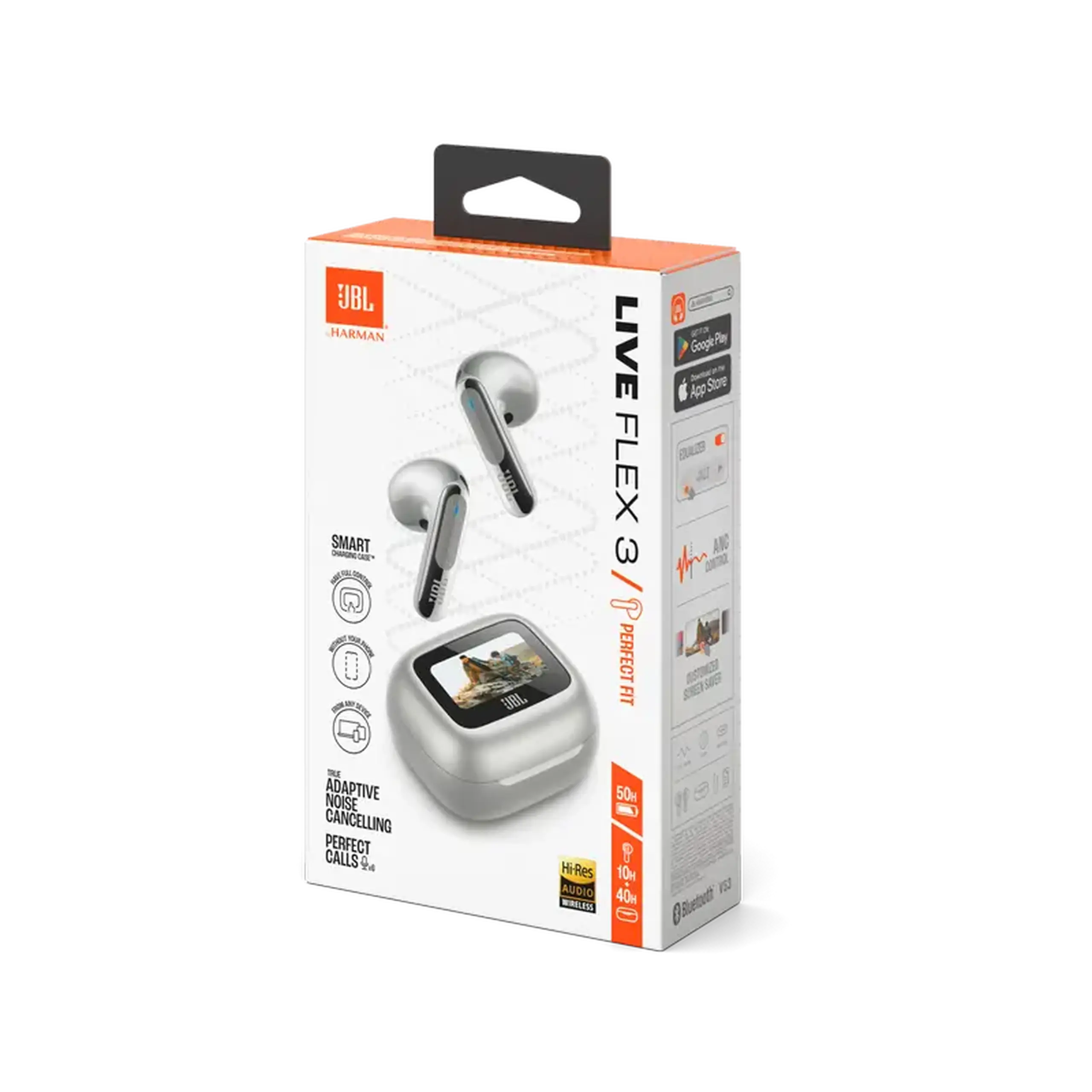 Căști JBL LIVE Flex 3, Argintiu
