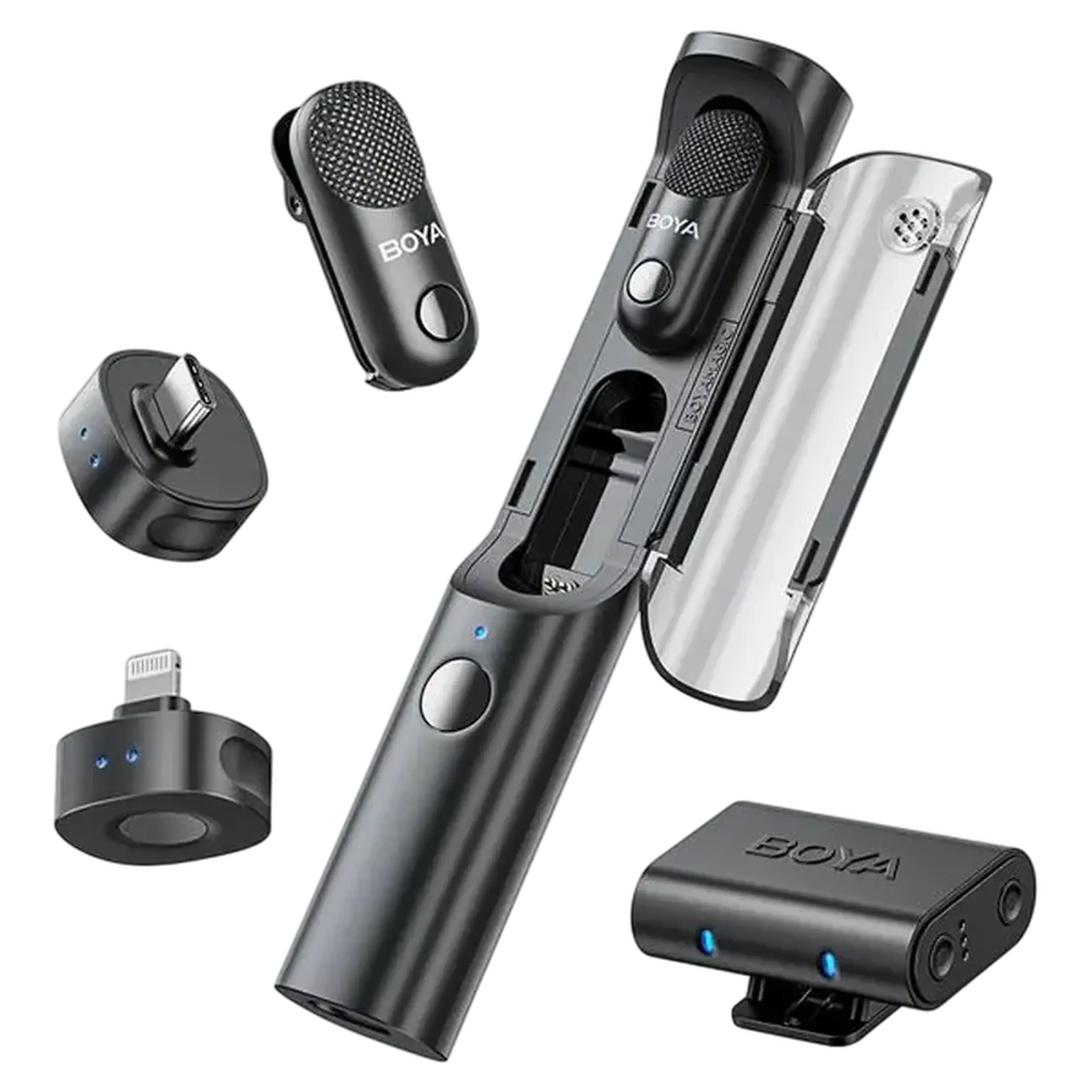 Microfon Wireless Boya Magic Ultracompact (Lightning / Tip C/3,5 mm - 2 microfon), Negru 02