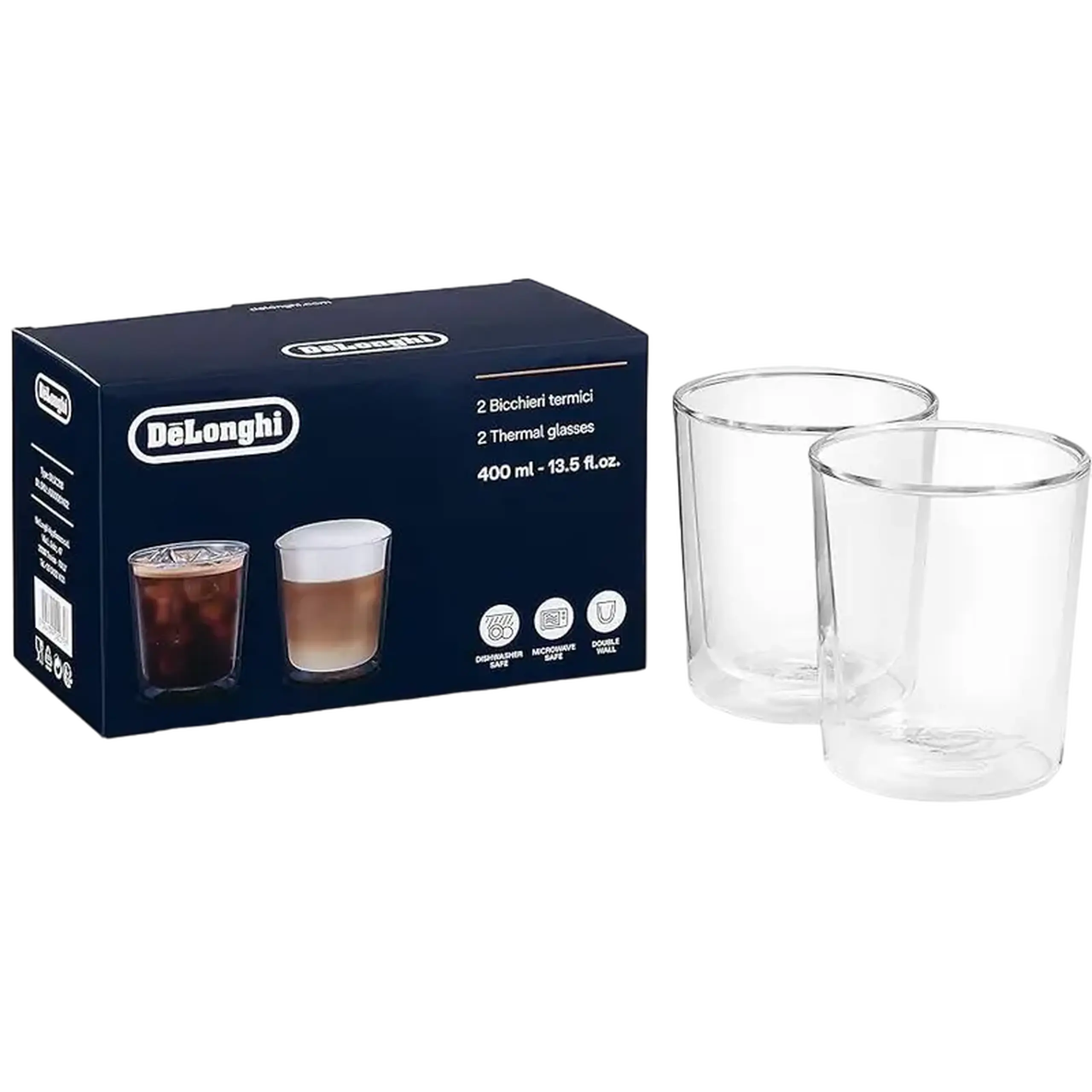 Set de pahare DeLongh DLSC318, 400 ml, 2 buc, Transparent