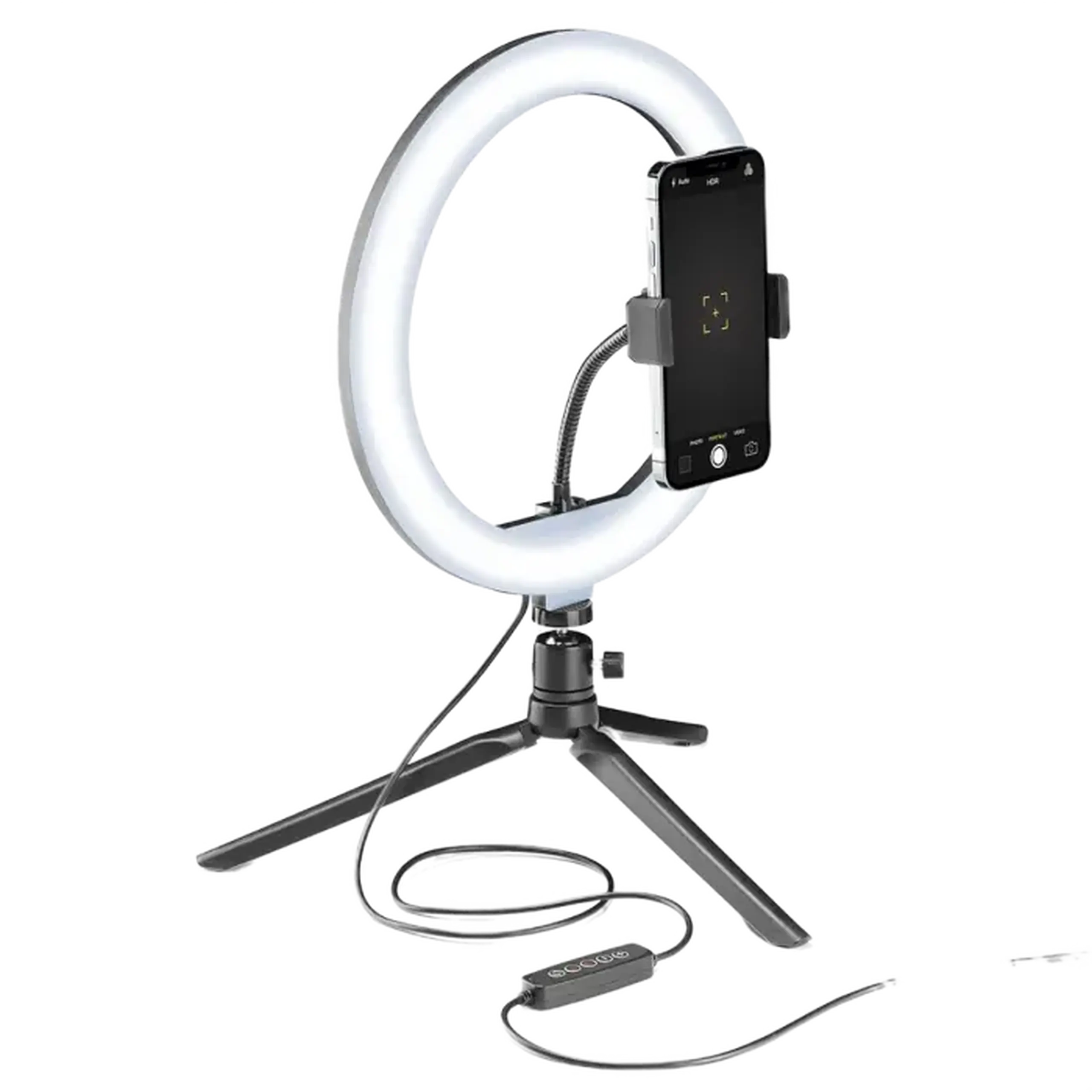 Lampă circulară Cellularline Selfie Ring Multicolor - Universale, Negru