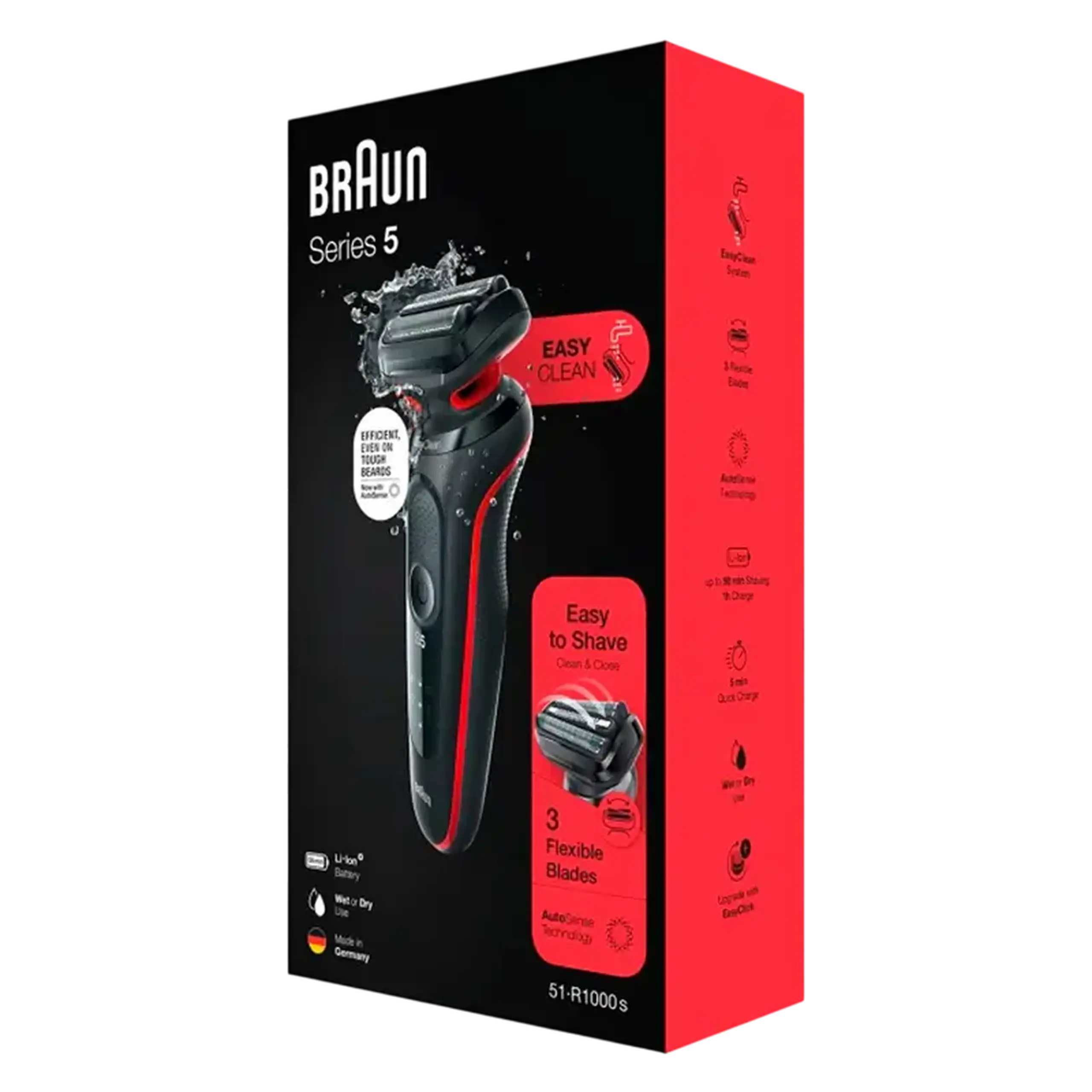 Aparat de ras electric Braun 51-R1000s, Negru