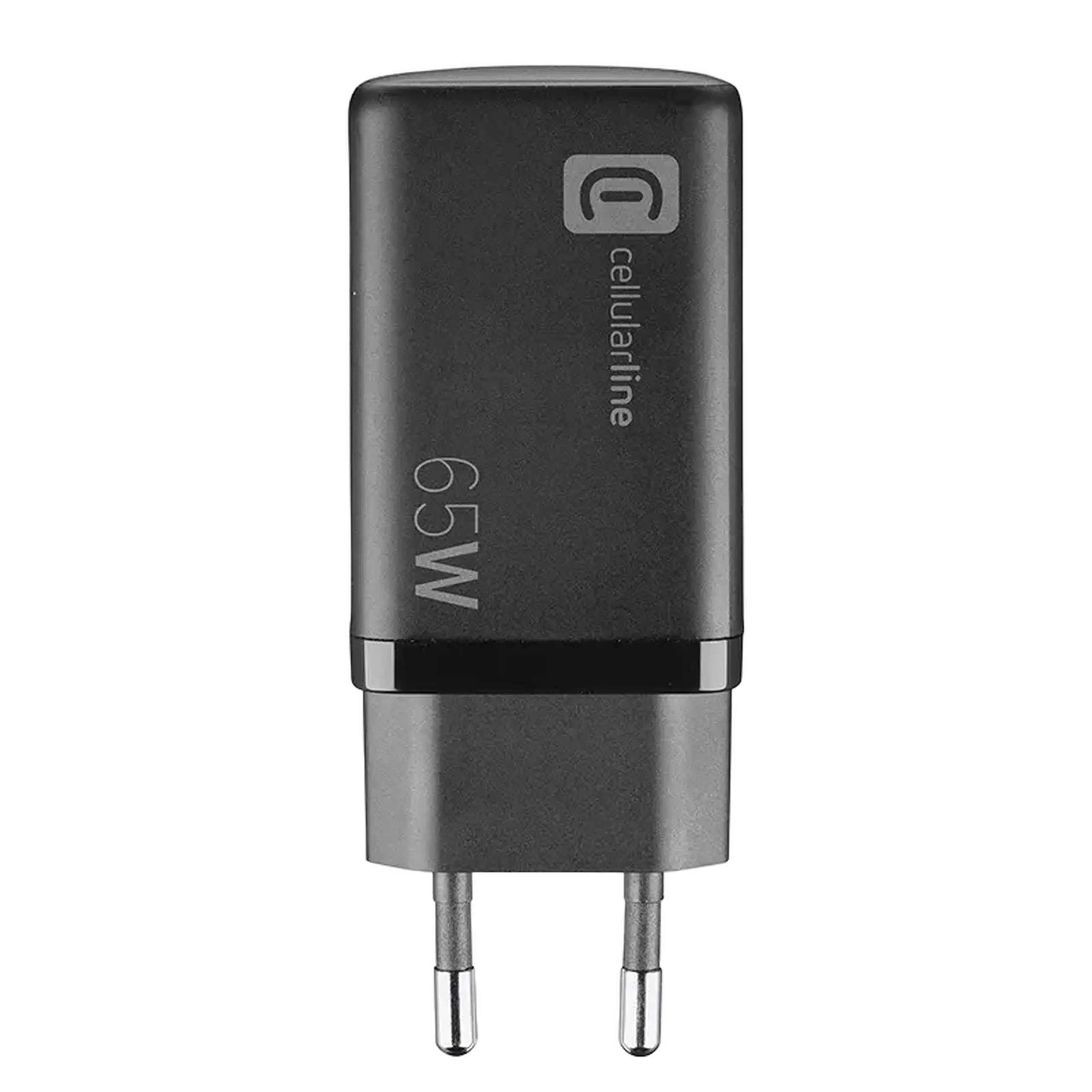 Încărcător Cellularline Wall Charger GAN, 3 Ports, 65W, Negru