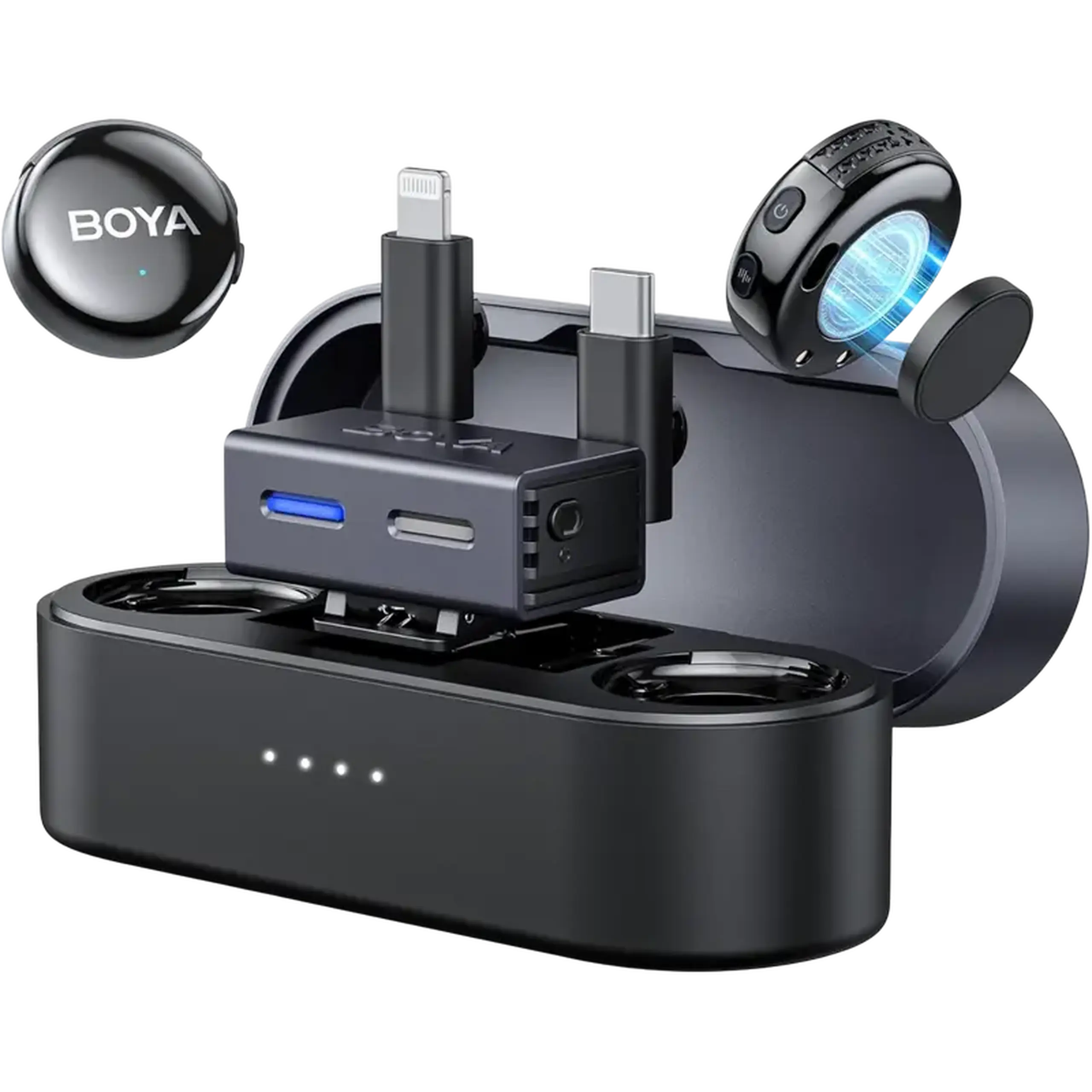 Microfon portabil pentru înregistrare vocală Boya Boyalink3-01, Fără fir, Negru