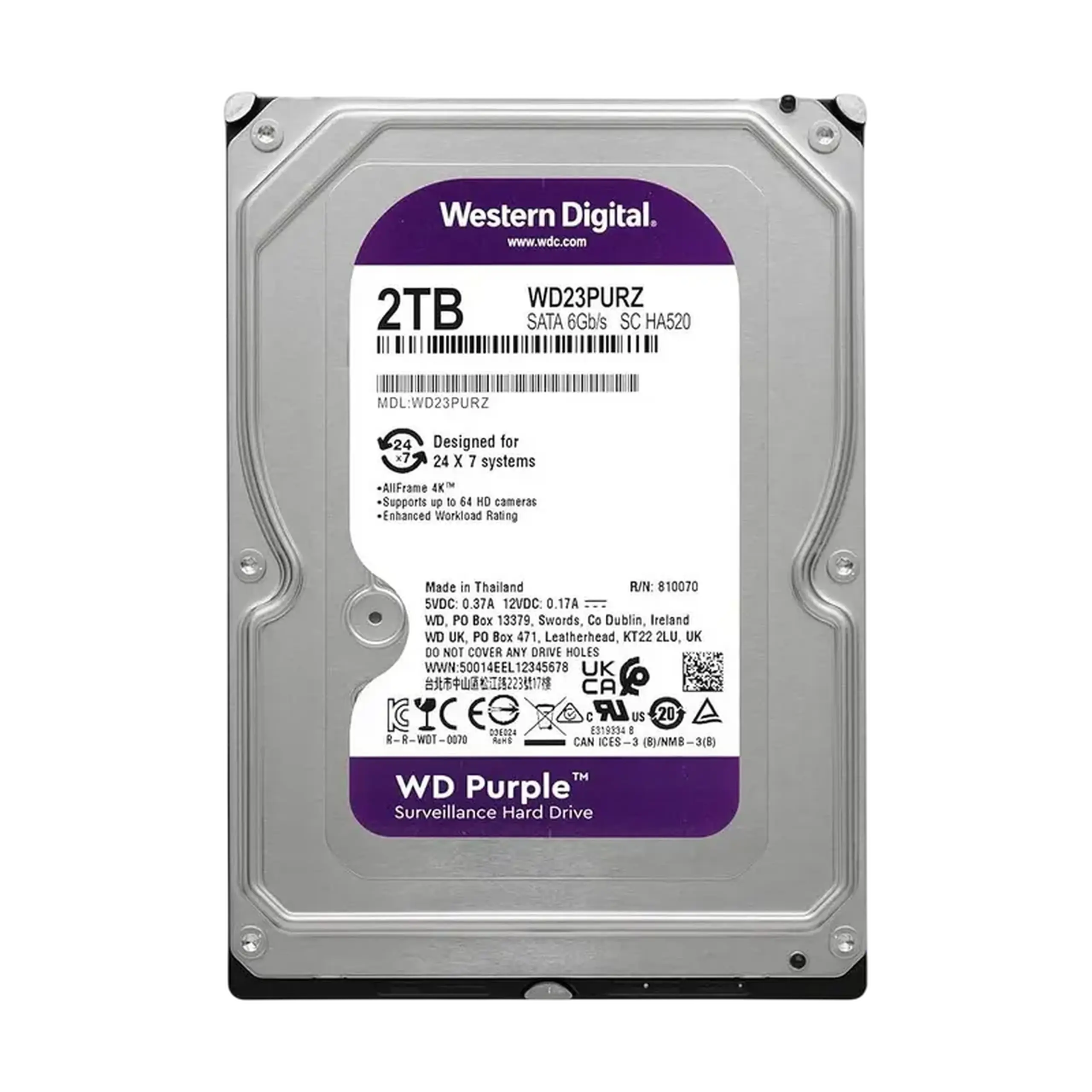 Unitate HDD Western Digital WD Purple, 3.5", 2 TB <WD23PURZ>