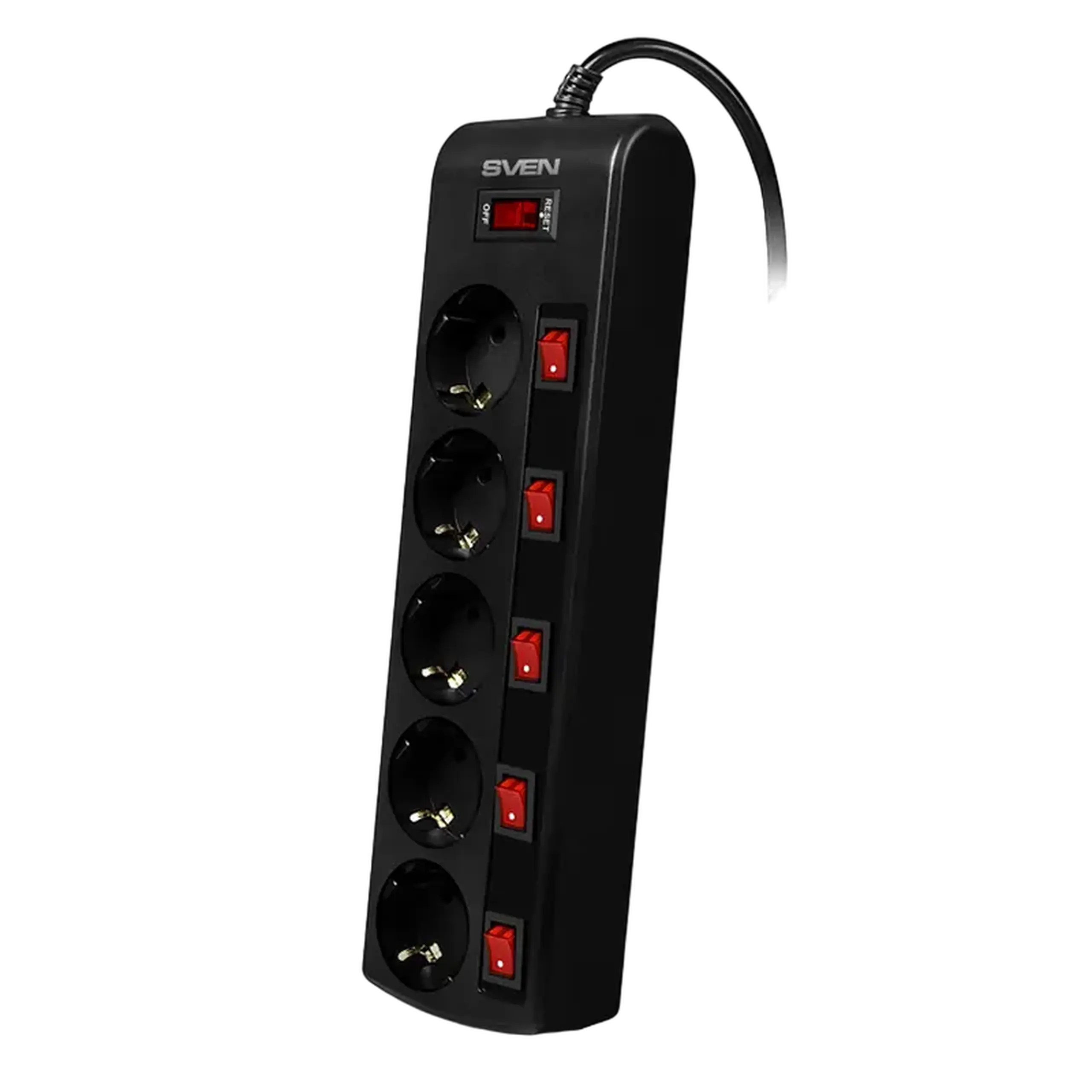 Prelungitor electric SVEN SF-05PL, 5 Prize, 3m, Negru