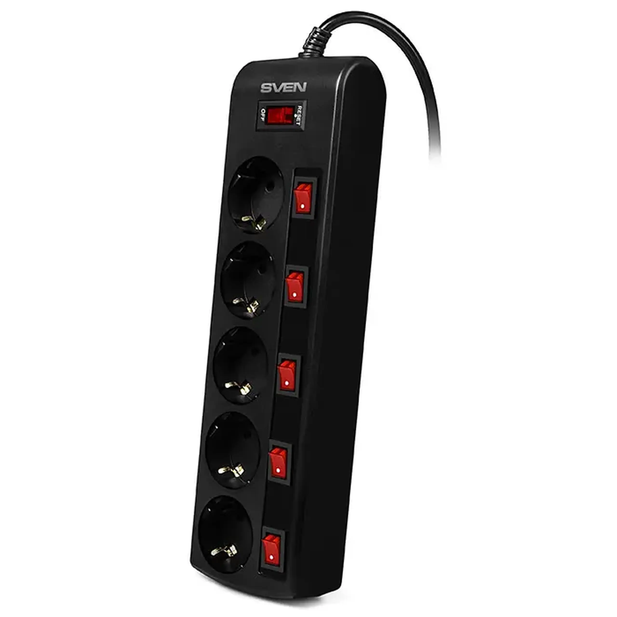 Prelungitor electric SVEN SF-05PL, 5 Prize, 3m, Negru