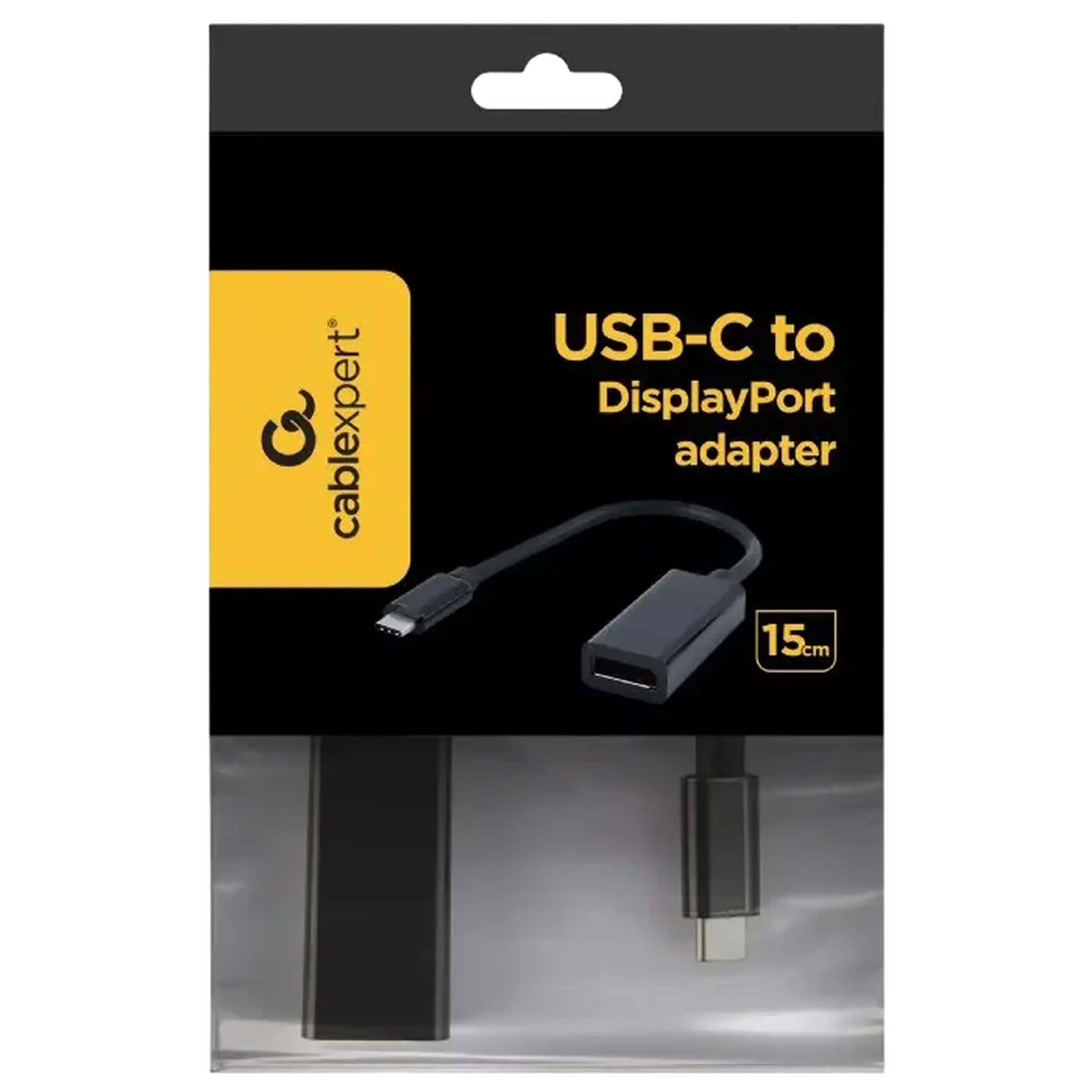 Adaptor Video Cablexpert A-CM-DPF-01, Type-C - DisplayPort (F), 0,15m, Negru