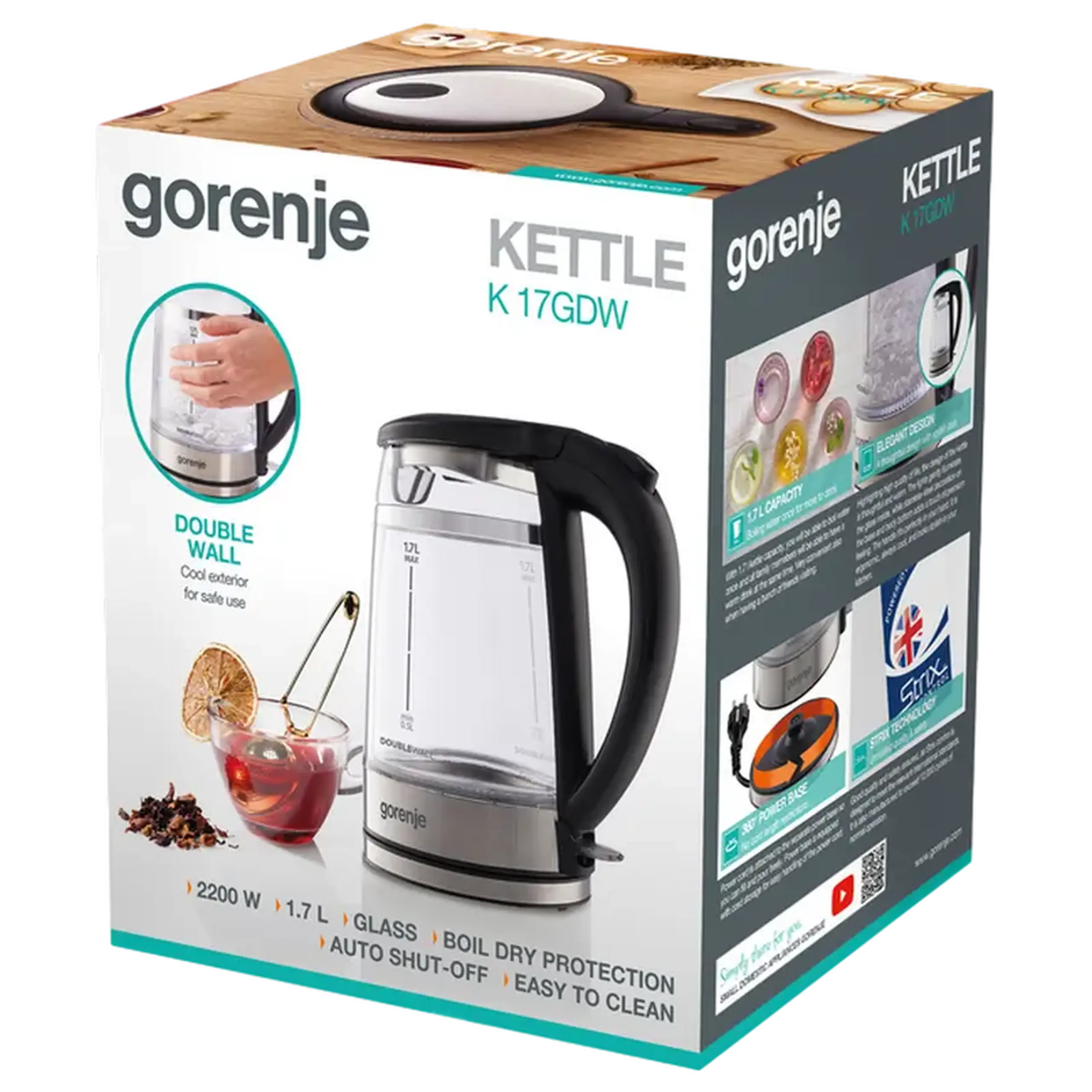 Fierbător electric Gorenje K17GDW, Negru