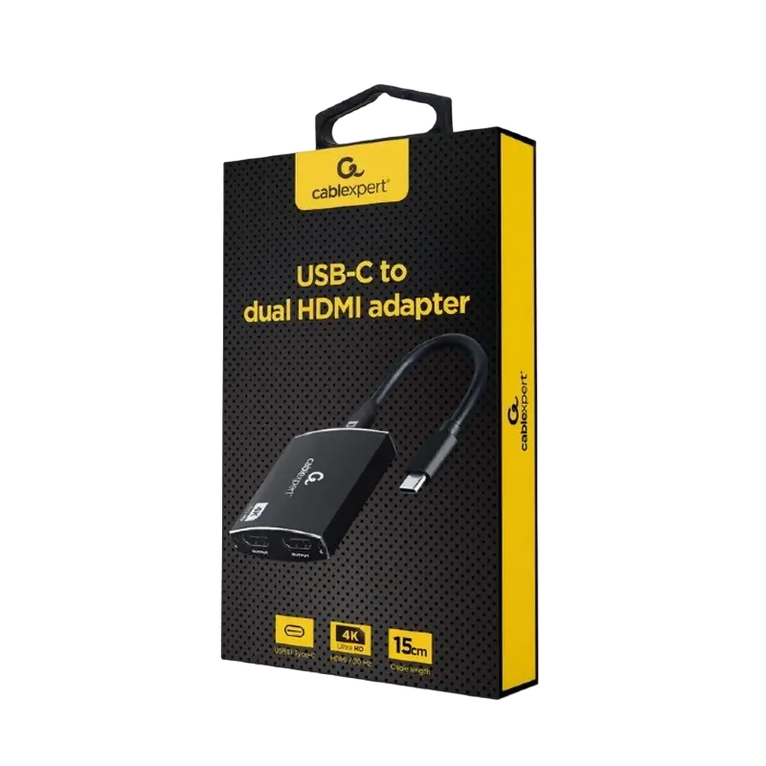 Cablu Video Cablexpert A-CM-HDMIF2-01, USB 3.1 Type-C (F) - 2 x HDMI (F), 0.15 m, Negru