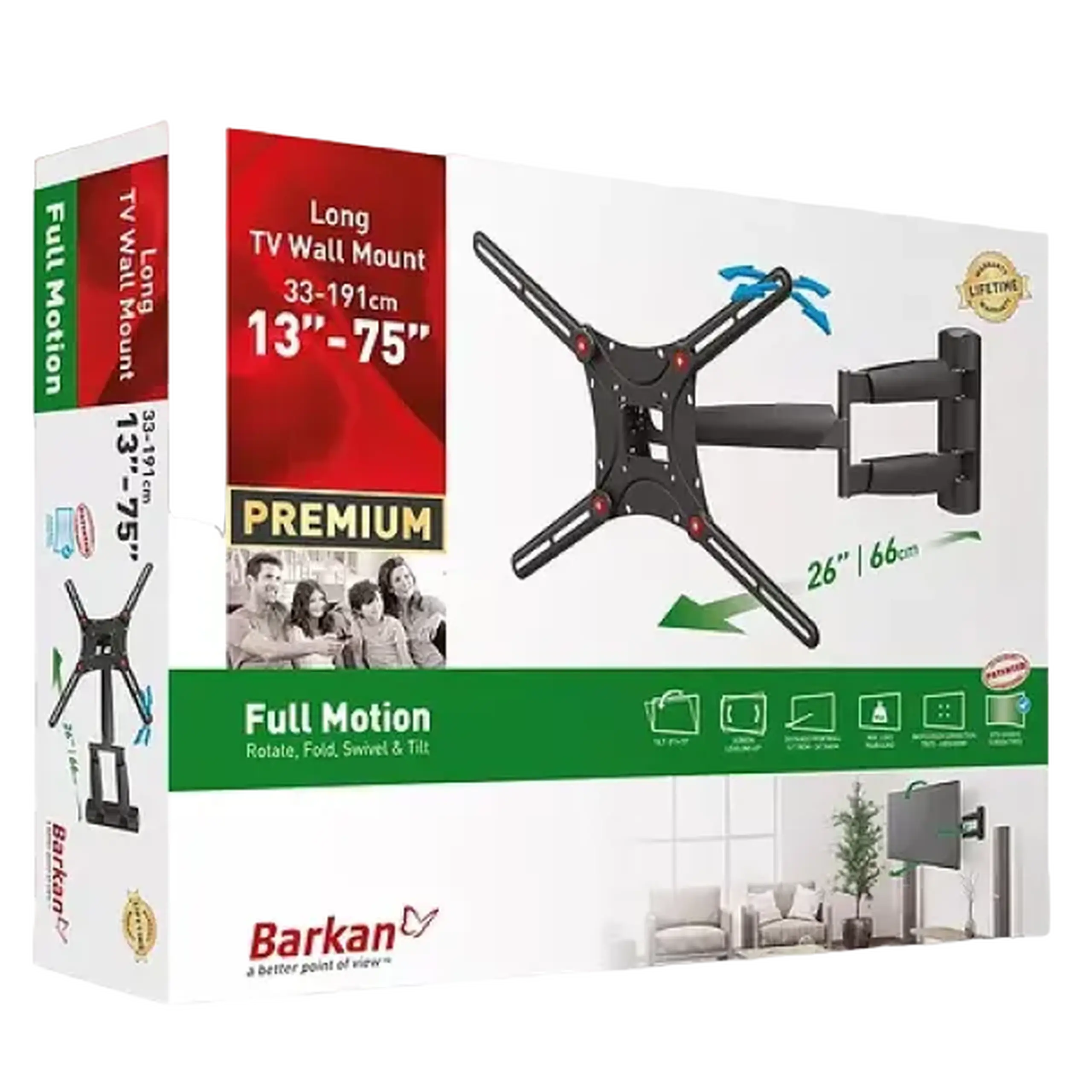 Suport înclinat pe perete BARKAN BM443, Negru