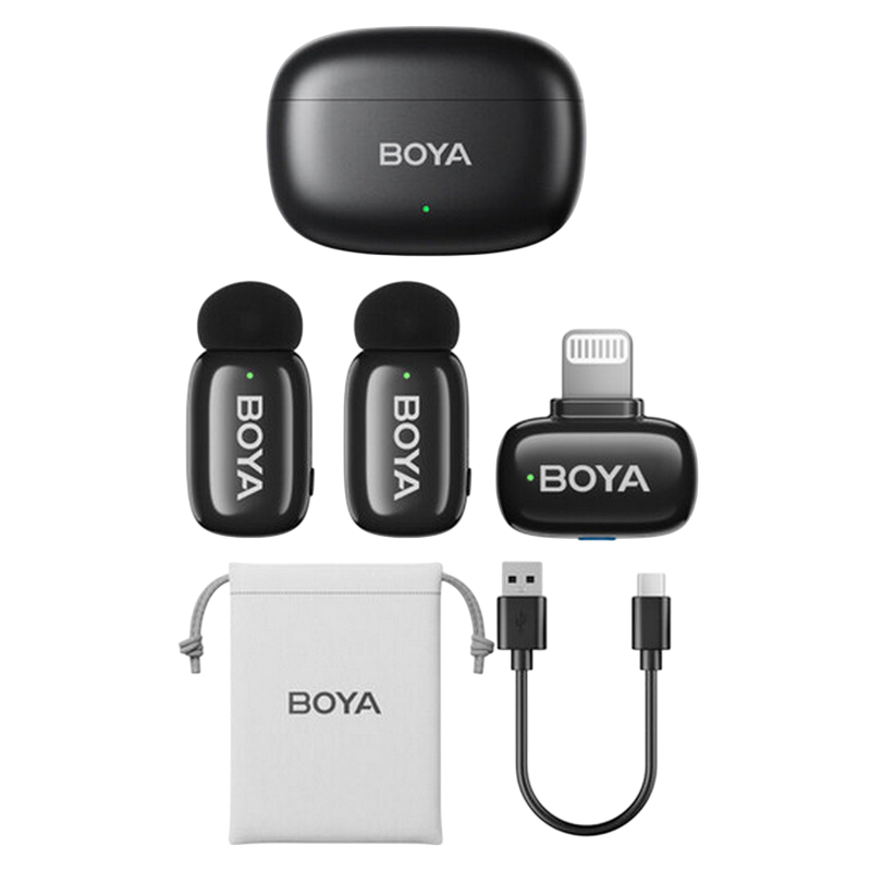 Microfon portabil pentru înregistrare vocală Boya mini 2-03, Fără fir, Negru