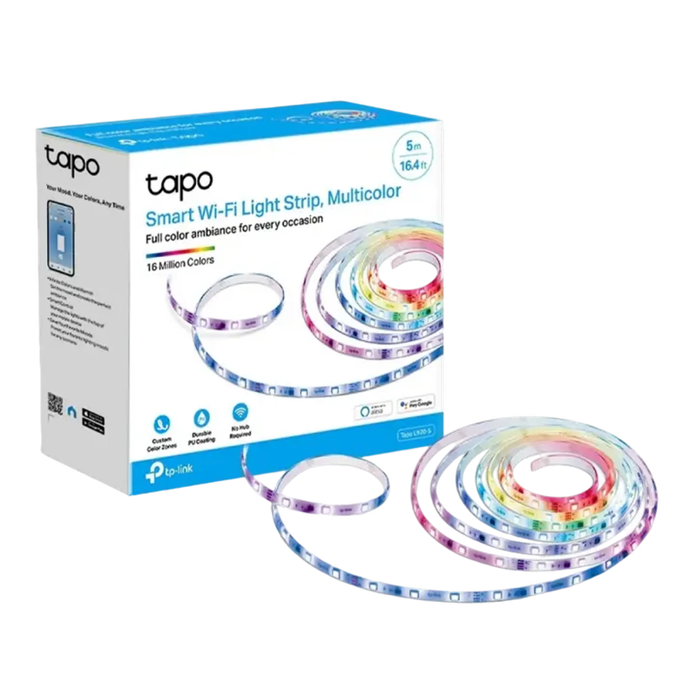 TP-LINK "Tapo L920-5", Smart Wi-Fi LED Dimmable Strip, Multicolor, Multizone, 5 Meters