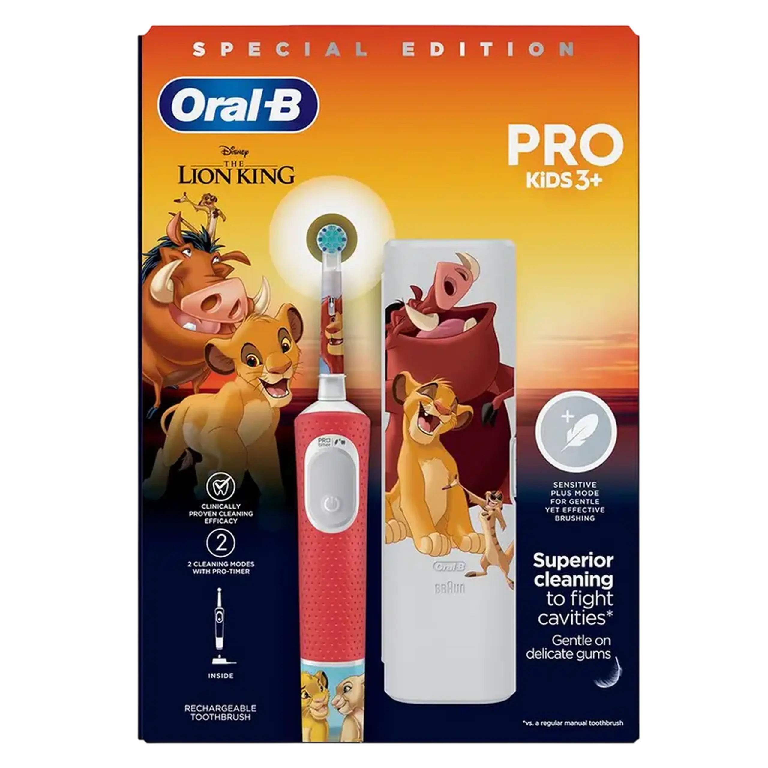Periuță de dinți electrică Braun Pro Kids Lion King Special Edition, Roșu
