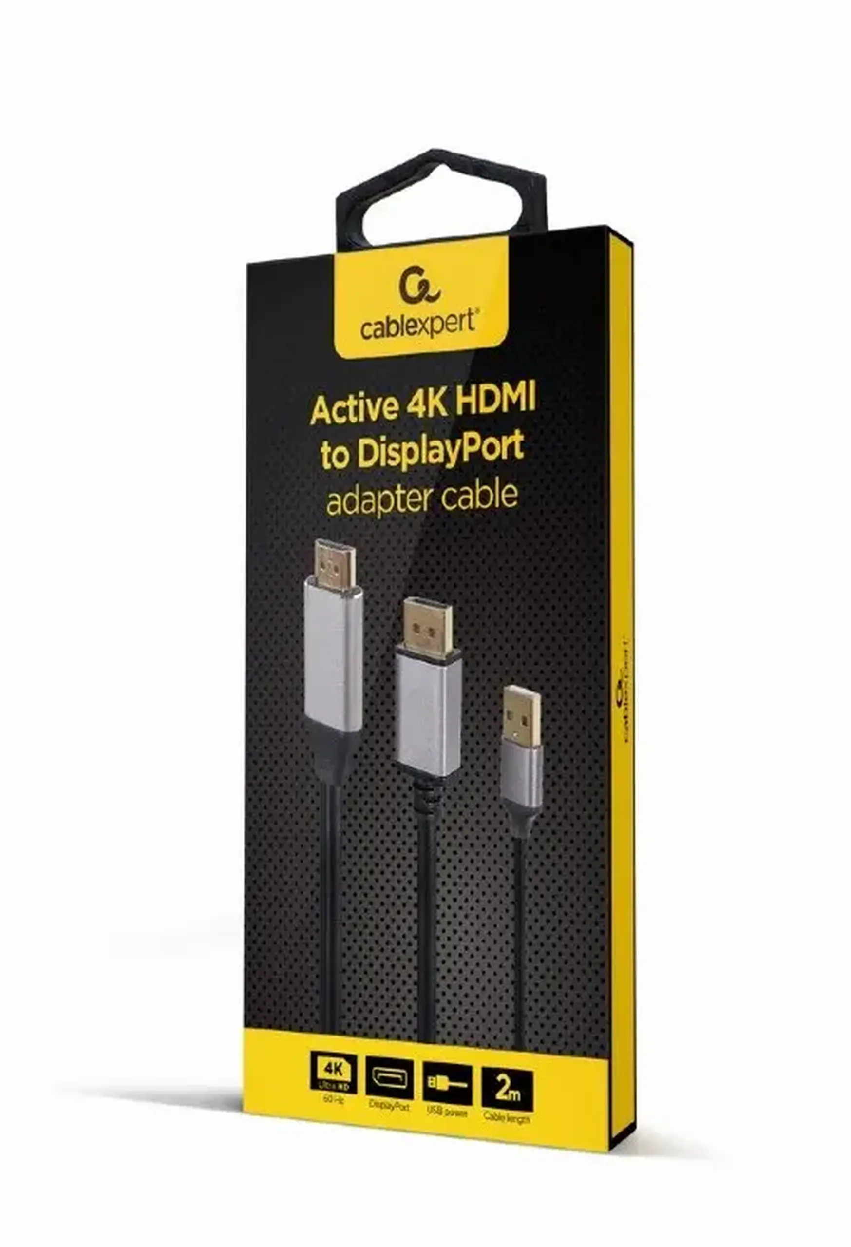 Adaptor Cablexpert A-HDMIM-DPM-01, HDMI - DisplayPort, USB Type-A, 2m, Negru